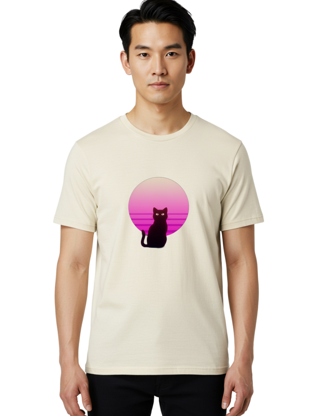 Cat-Silhouette Men'S Graphic Tee, 100% Cotton, Comfortable Casual Summer Wear, Machine Washable, Vintage Camera, Old Camera, Antique Camera, Black Camera, Classic Photography, Photography Equipment, Nostalgic Device, Film Camera, Camera Art Bai645