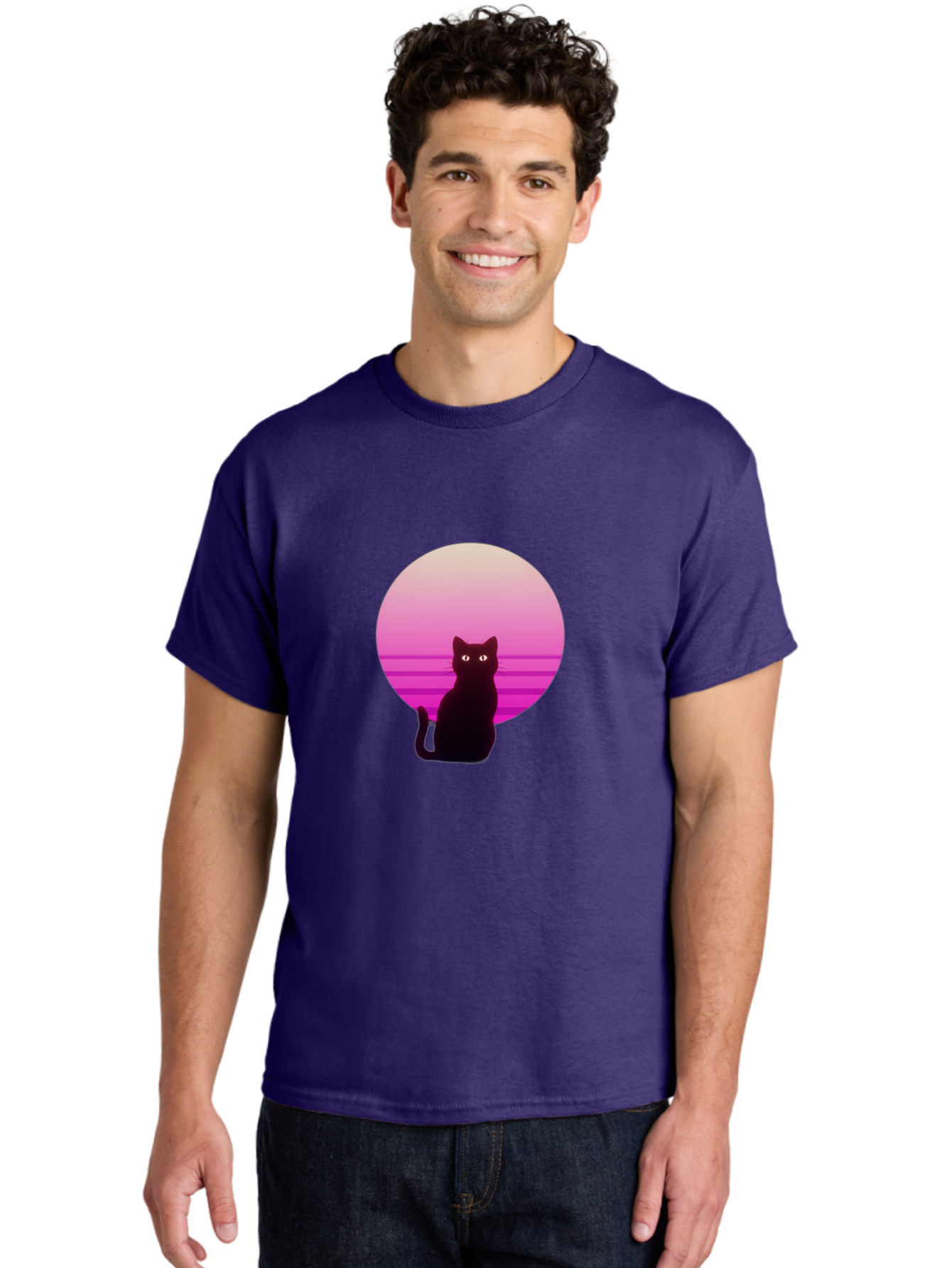 Cat-Silhouette Men'S Graphic Tee, 100% Cotton, Comfortable Casual Summer Wear, Machine Washable, Vintage Camera, Old Camera, Antique Camera, Black Camera, Classic Photography, Photography Equipment, Nostalgic Device, Film Camera, Camera Art Bai645