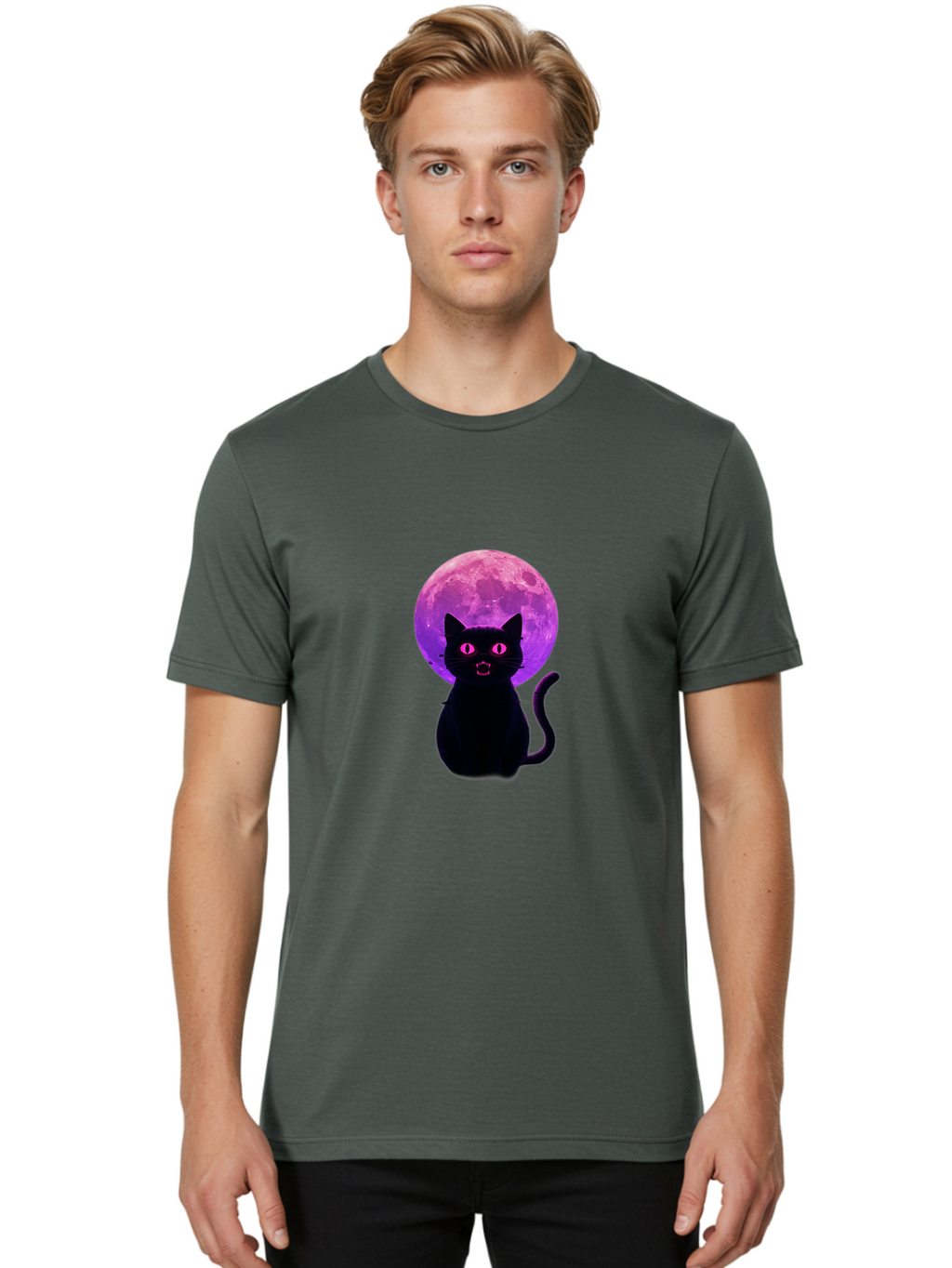 Cat-Under-Purple-Moon Men'S Graphic Tee, 100% Cotton, Comfortable Casual Summer Wear, Machine Washable, Vintage Camera, Old Camera, Antique Camera, Black Camera, Classic Photography, Photography Equipment, Nostalgic Device, Film Camera, Bai647