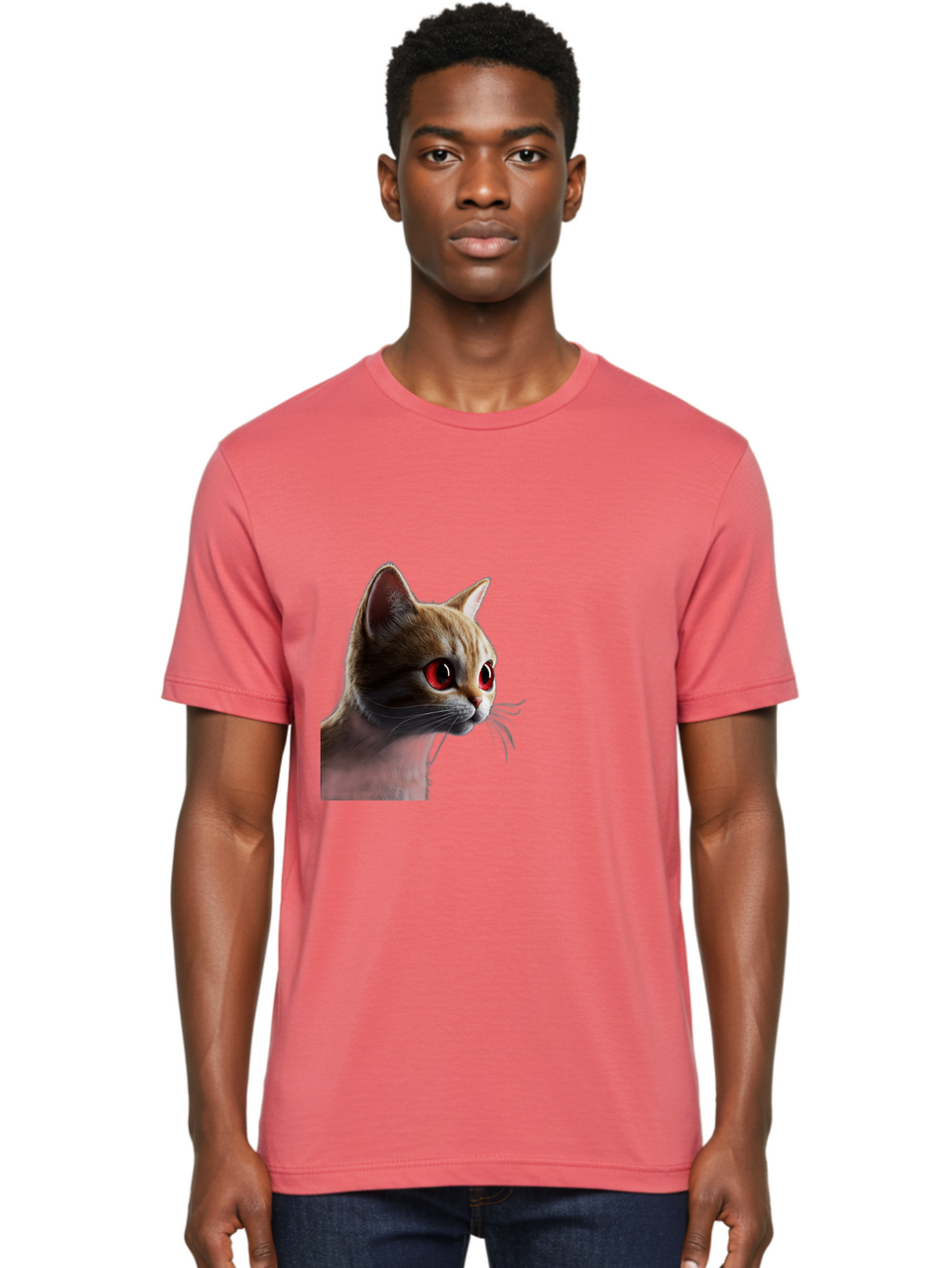 Cat-With-Red-Eyes Men'S Graphic Tee, 100% Cotton, Comfortable Casual Summer Wear, Machine Washable, Vintage Camera, Old Camera, Antique Camera, Black Camera, Classic Photography, Photography Equipment, Nostalgic Device, Film Camera, Camera Art Bai649