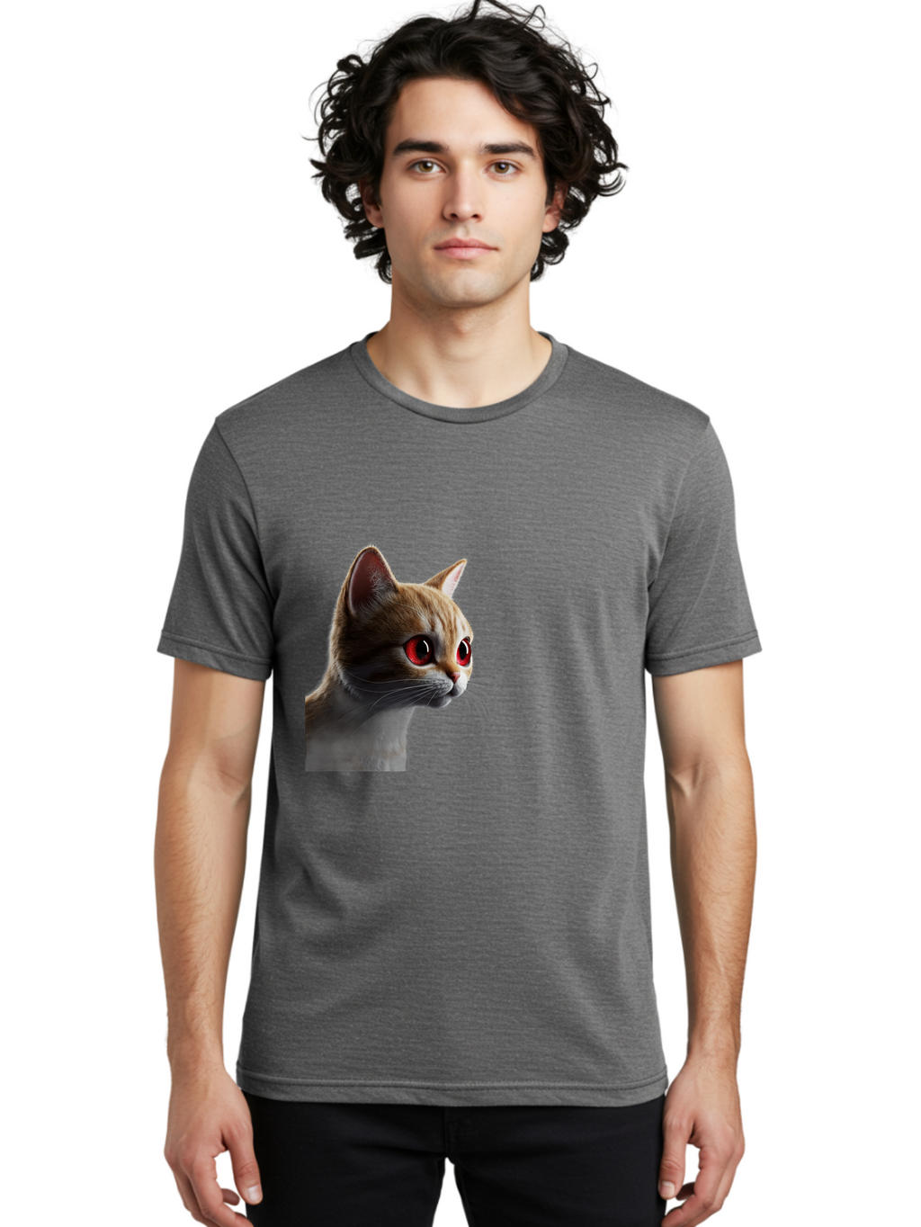 Cat-With-Red-Eyes Men'S Graphic Tee, 100% Cotton, Comfortable Casual Summer Wear, Machine Washable, Vintage Camera, Old Camera, Antique Camera, Black Camera, Classic Photography, Photography Equipment, Nostalgic Device, Film Camera, Camera Art Bai649