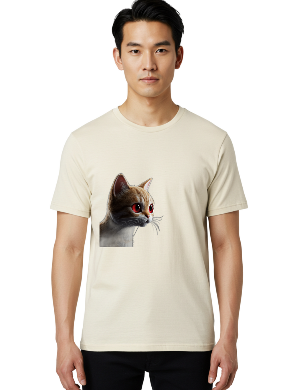 Cat-With-Red-Eyes Men'S Graphic Tee, 100% Cotton, Comfortable Casual Summer Wear, Machine Washable, Vintage Camera, Old Camera, Antique Camera, Black Camera, Classic Photography, Photography Equipment, Nostalgic Device, Film Camera, Camera Art Bai649