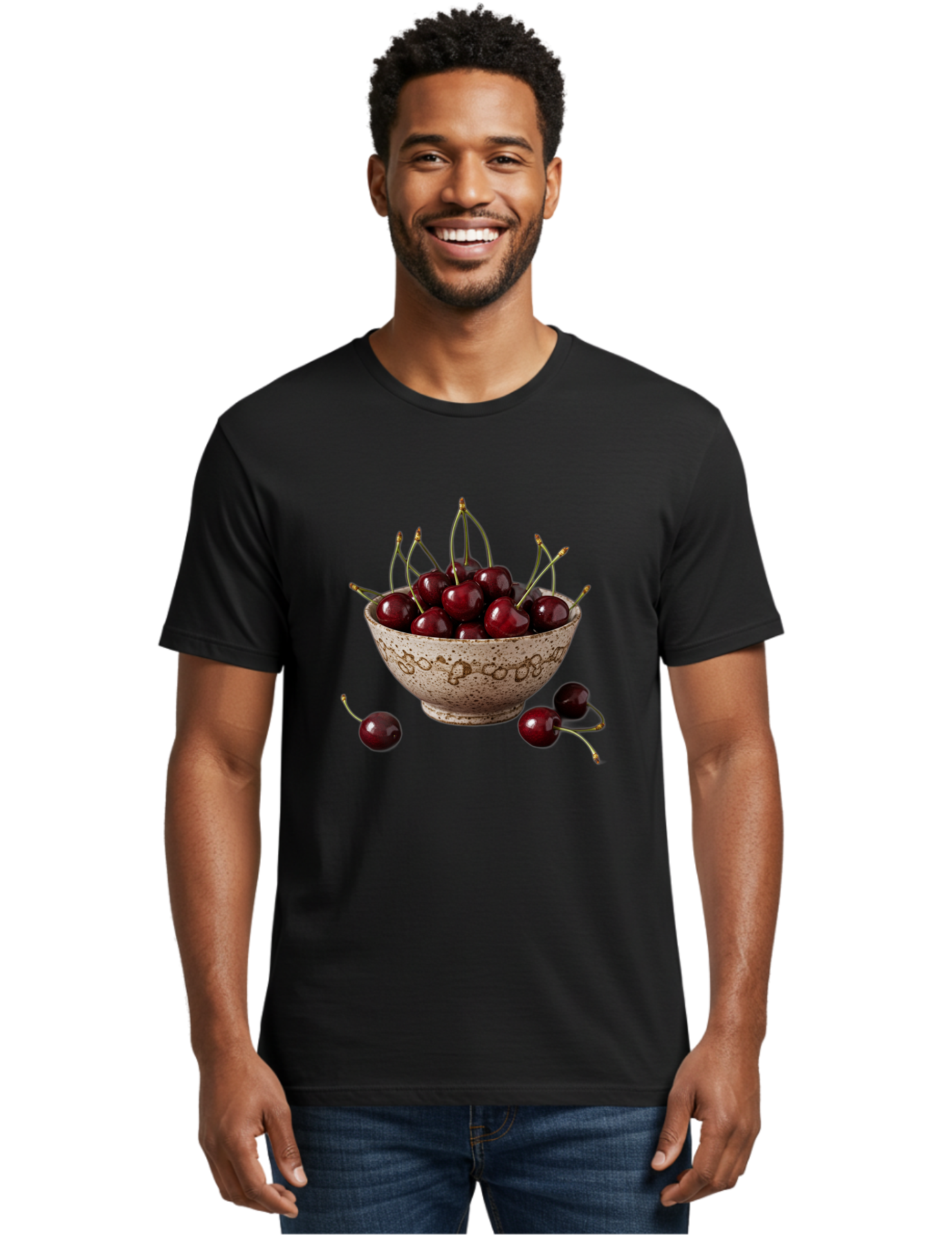 Ceramic-Bowl-Of-Cherries Men'S Graphic Tee, 100% Cotton, Comfortable Casual Summer Wear, Machine Washable, Vintage Camera, Old Camera, Antique Camera, Black Camera, Classic Photography, Photography Equipment, Nostalgic Device, Film Camera, Bai651