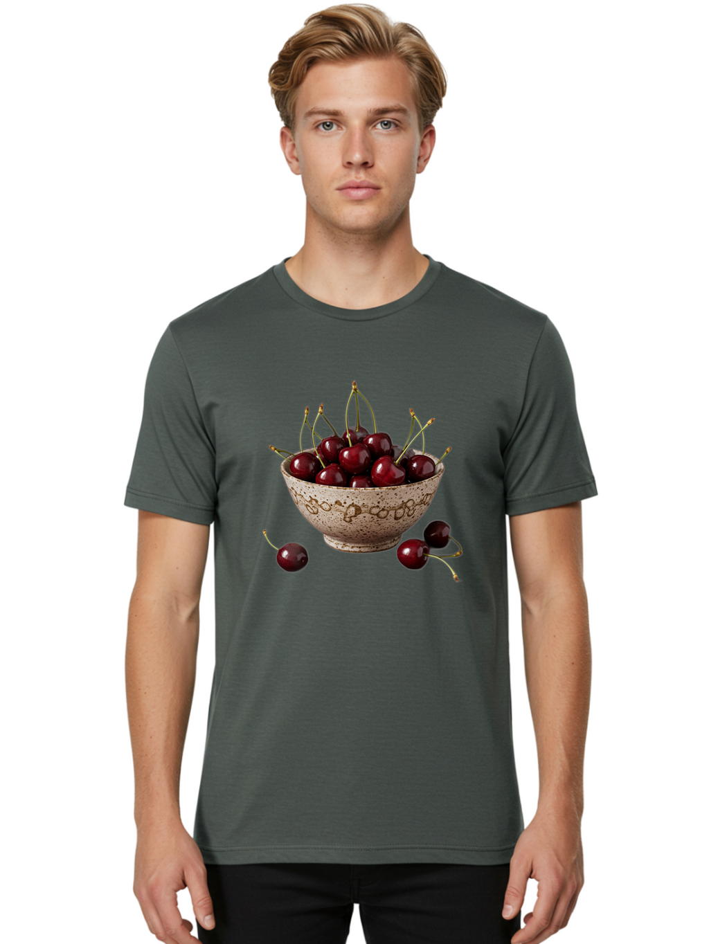 Ceramic-Bowl-Of-Cherries Men'S Graphic Tee, 100% Cotton, Comfortable Casual Summer Wear, Machine Washable, Vintage Camera, Old Camera, Antique Camera, Black Camera, Classic Photography, Photography Equipment, Nostalgic Device, Film Camera, Bai651