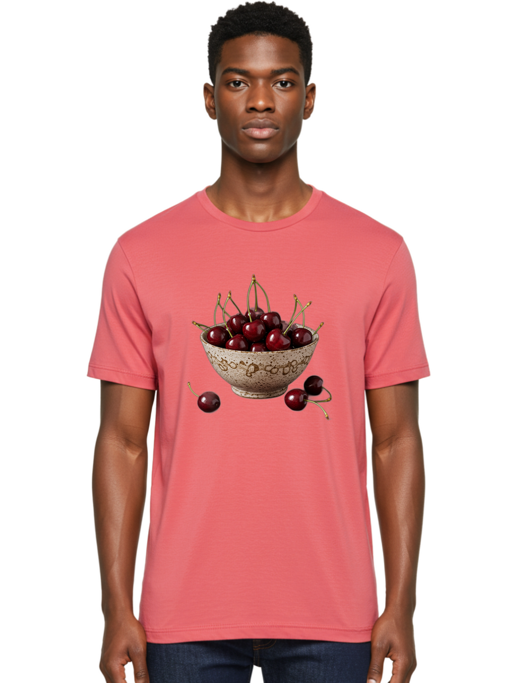 Ceramic-Bowl-Of-Cherries Men'S Graphic Tee, 100% Cotton, Comfortable Casual Summer Wear, Machine Washable, Vintage Camera, Old Camera, Antique Camera, Black Camera, Classic Photography, Photography Equipment, Nostalgic Device, Film Camera, Bai651
