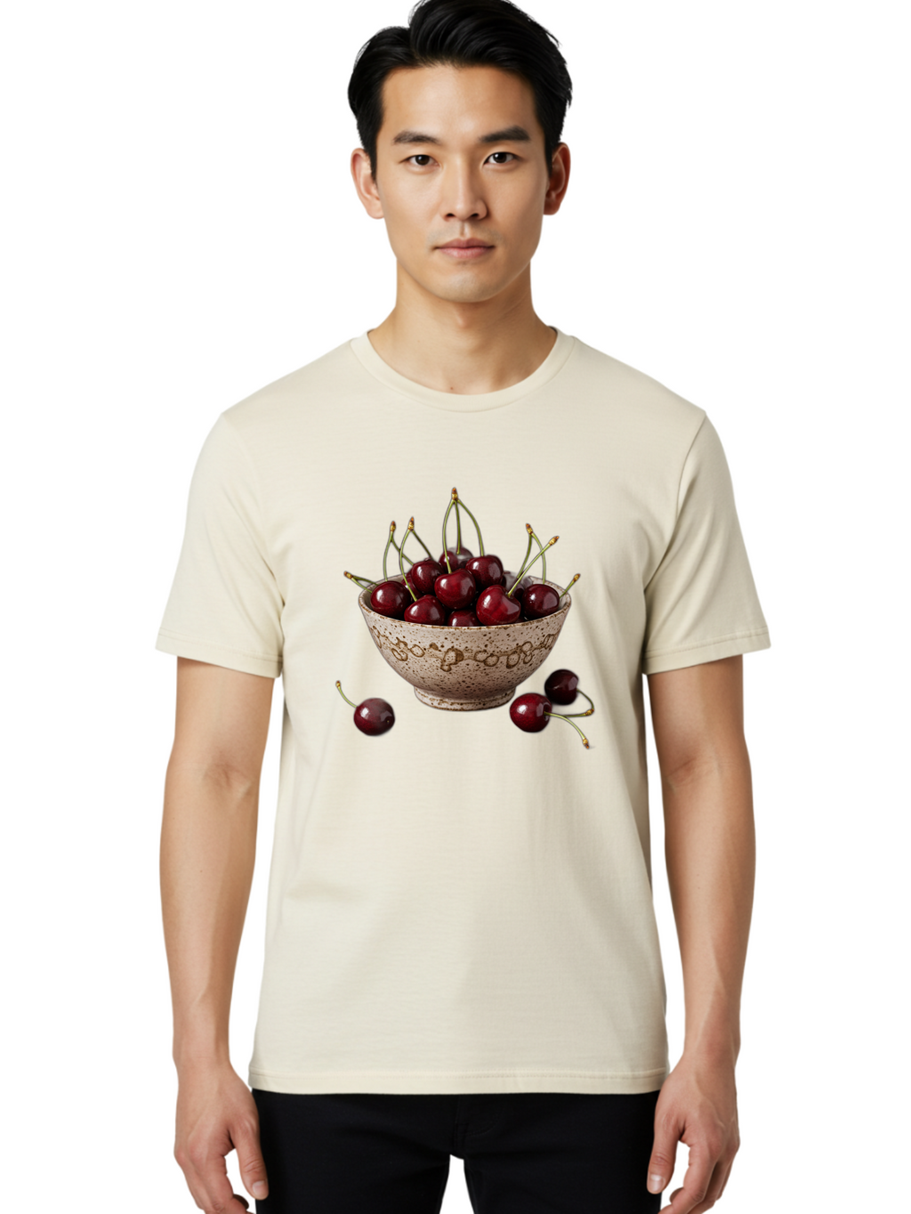 Ceramic-Bowl-Of-Cherries Men'S Graphic Tee, 100% Cotton, Comfortable Casual Summer Wear, Machine Washable, Vintage Camera, Old Camera, Antique Camera, Black Camera, Classic Photography, Photography Equipment, Nostalgic Device, Film Camera, Bai651