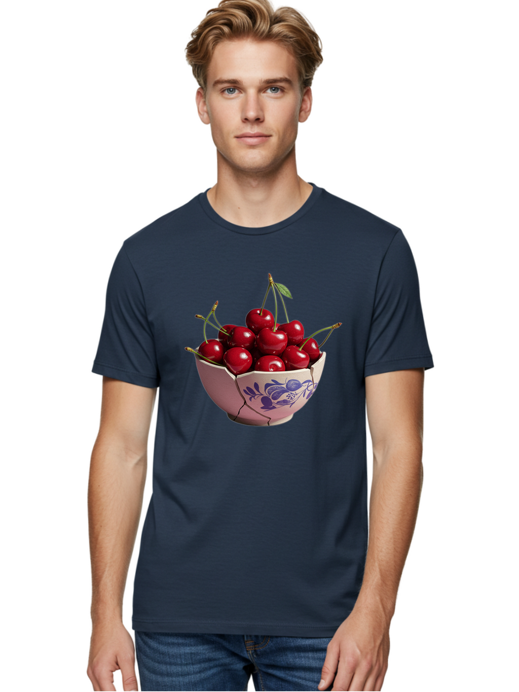 Ceramic-Bowl-With-Cherries-1 Men'S Graphic Tee, 100% Cotton, Comfortable Casual Summer Wear, Machine Washable, Vintage Camera, Old Camera, Antique Camera, Black Camera, Classic Photography, Photography Equipment, Nostalgic Device, Film Camera, Bai652