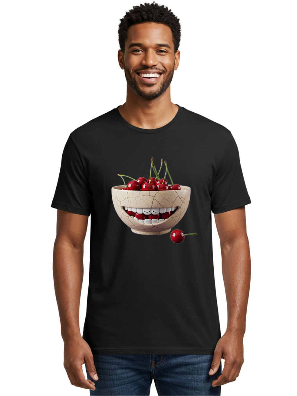 Ceramic-Bowl-With-Cherries Men'S Graphic Tee, 100% Cotton, Comfortable Casual Summer Wear, Machine Washable, Vintage Camera, Old Camera, Antique Camera, Black Camera, Classic Photography, Photography Equipment, Nostalgic Device, Film Camera, Bai653