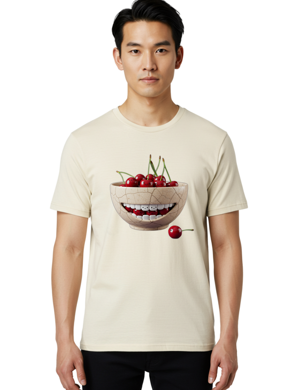 Ceramic-Bowl-With-Cherries Men'S Graphic Tee, 100% Cotton, Comfortable Casual Summer Wear, Machine Washable, Vintage Camera, Old Camera, Antique Camera, Black Camera, Classic Photography, Photography Equipment, Nostalgic Device, Film Camera, Bai653