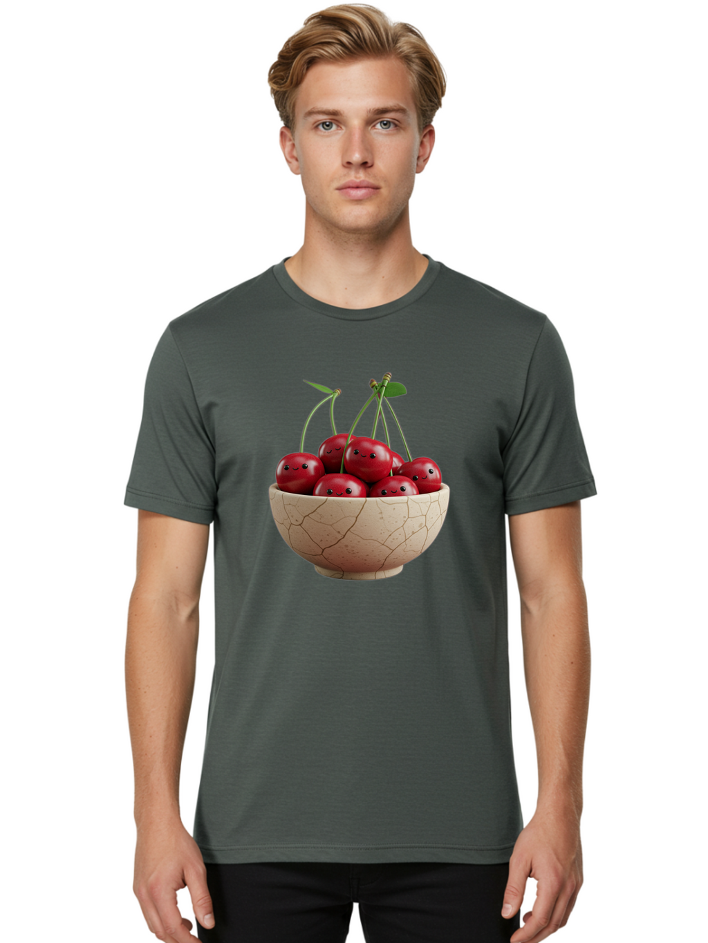 Cherries-2 Men'S Graphic Tee, 100% Cotton, Comfortable Casual Summer Wear, Machine Washable, Vintage Camera, Old Camera, Antique Camera, Black Camera, Classic Photography, Photography Equipment, Nostalgic Device, Film Camera, Camera Art Bai655