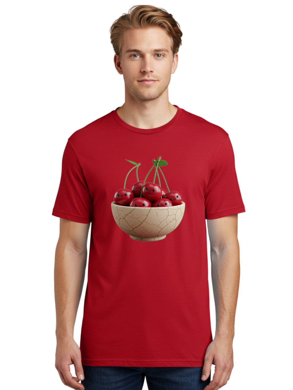 Cherries-2 Men'S Graphic Tee, 100% Cotton, Comfortable Casual Summer Wear, Machine Washable, Vintage Camera, Old Camera, Antique Camera, Black Camera, Classic Photography, Photography Equipment, Nostalgic Device, Film Camera, Camera Art Bai655