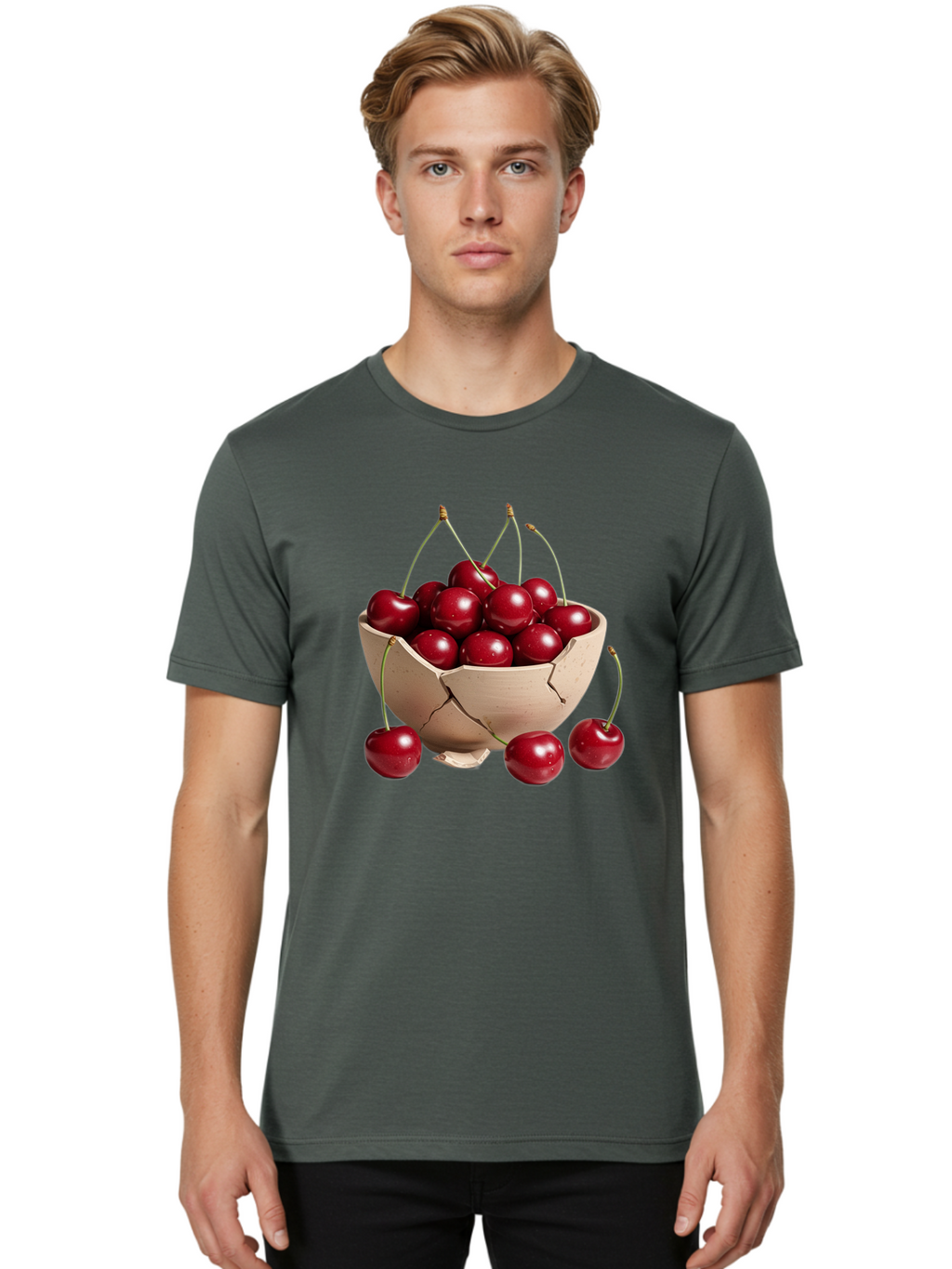 Cherries-4 Men'S Graphic Tee, 100% Cotton, Comfortable Casual Summer Wear, Machine Washable, Vintage Camera, Old Camera, Antique Camera, Black Camera, Classic Photography, Photography Equipment, Nostalgic Device, Film Camera, Camera Art Bai657