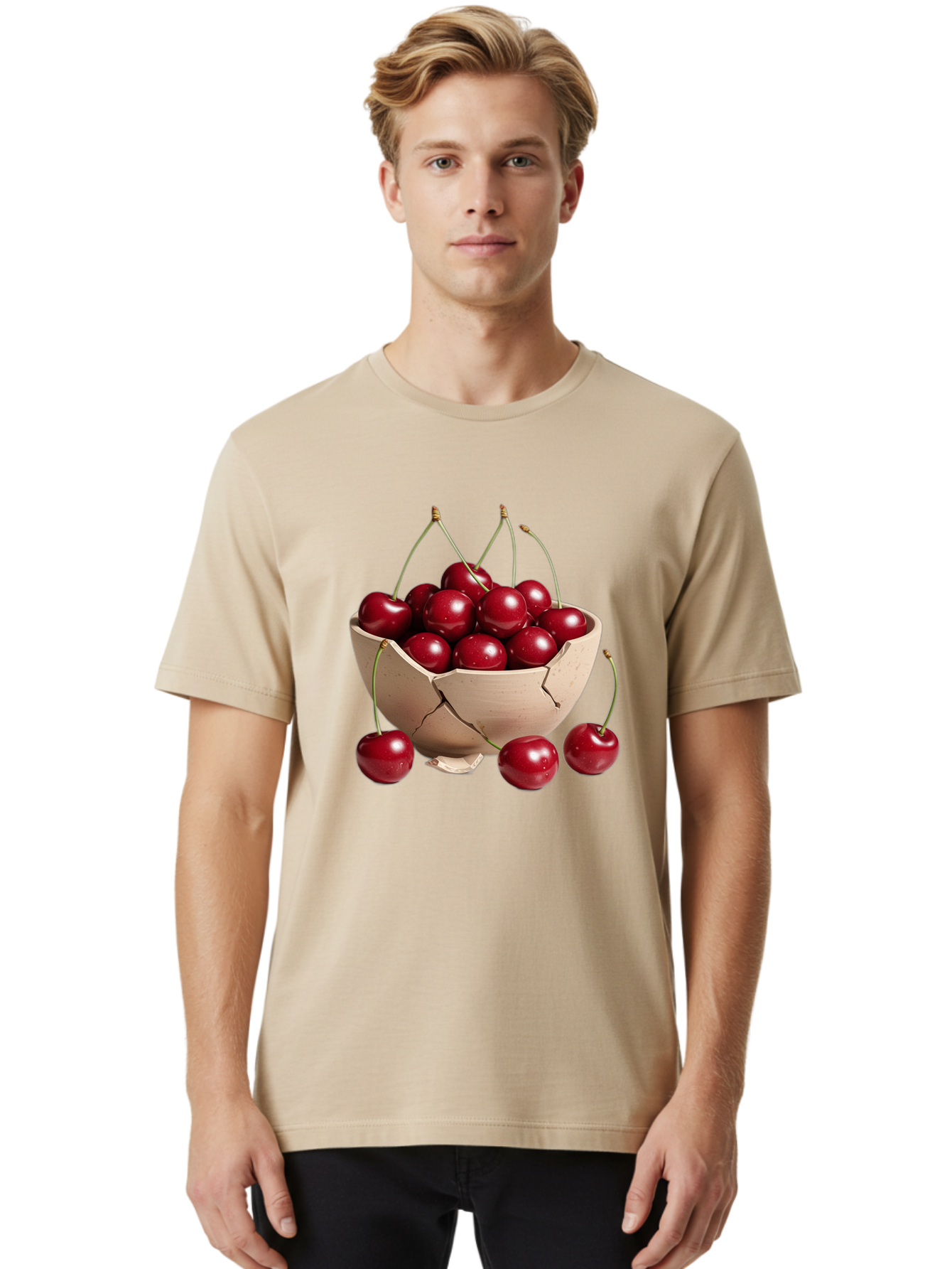 Cherries-4 Men'S Graphic Tee, 100% Cotton, Comfortable Casual Summer Wear, Machine Washable, Vintage Camera, Old Camera, Antique Camera, Black Camera, Classic Photography, Photography Equipment, Nostalgic Device, Film Camera, Camera Art Bai657