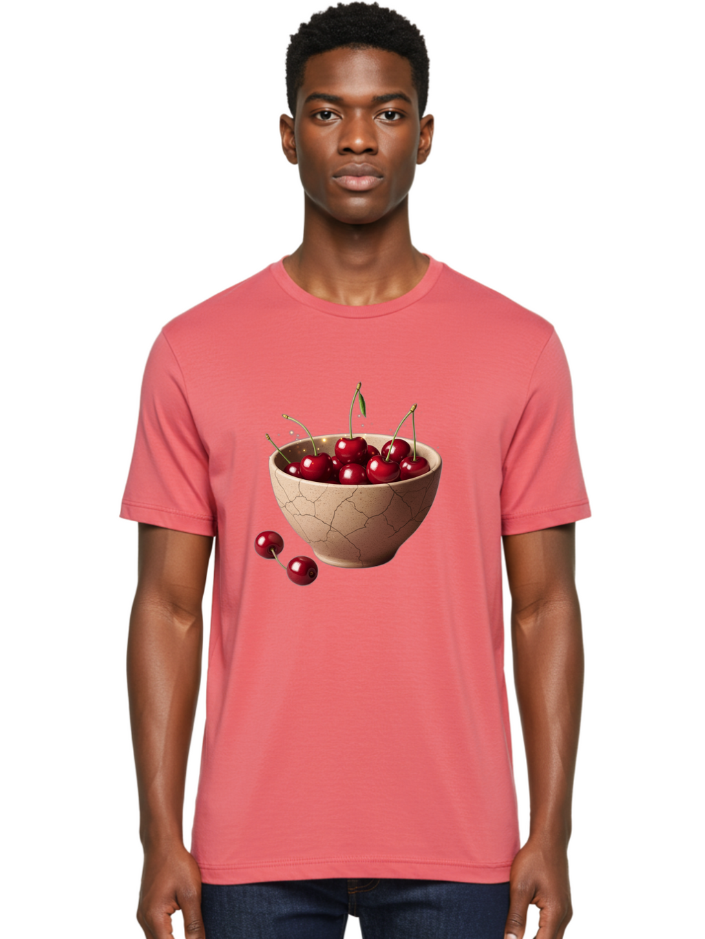Cherries-5 Men'S Graphic Tee, 100% Cotton, Comfortable Casual Summer Wear, Machine Washable, Vintage Camera, Old Camera, Antique Camera, Black Camera, Classic Photography, Photography Equipment, Nostalgic Device, Film Camera, Camera Art Bai658