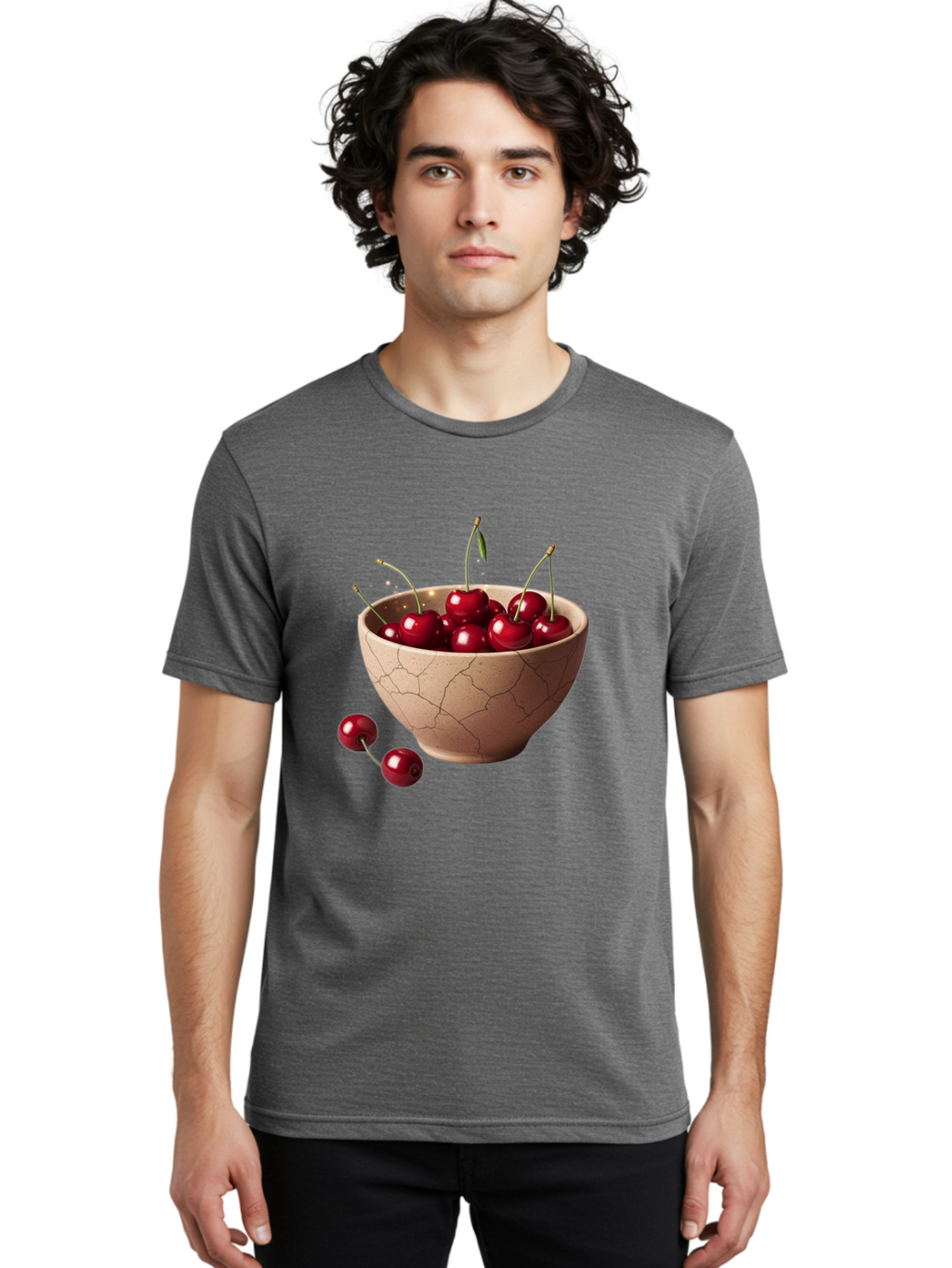 Cherries-5 Men'S Graphic Tee, 100% Cotton, Comfortable Casual Summer Wear, Machine Washable, Vintage Camera, Old Camera, Antique Camera, Black Camera, Classic Photography, Photography Equipment, Nostalgic Device, Film Camera, Camera Art Bai658