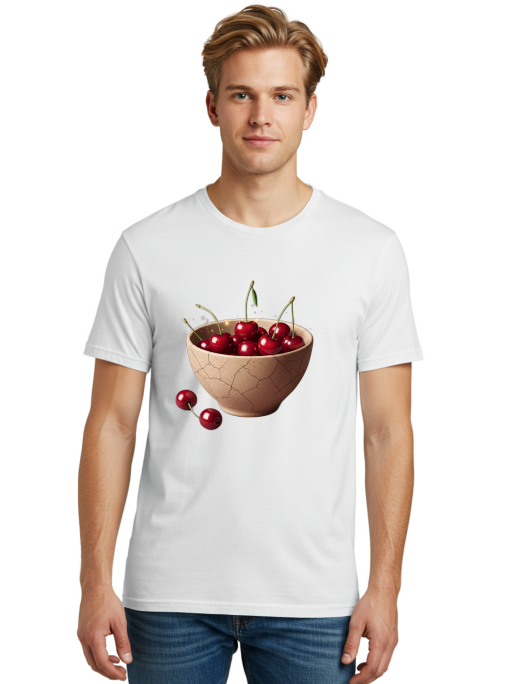 Cherries-5 Men'S Graphic Tee, 100% Cotton, Comfortable Casual Summer Wear, Machine Washable, Vintage Camera, Old Camera, Antique Camera, Black Camera, Classic Photography, Photography Equipment, Nostalgic Device, Film Camera, Camera Art Bai658