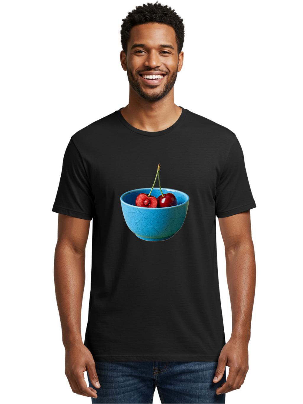 Cherries-Bowl-1 Men'S Graphic Tee, 100% Cotton, Comfortable Casual Summer Wear, Machine Washable, Vintage Camera, Old Camera, Antique Camera, Black Camera, Classic Photography, Photography Equipment, Nostalgic Device, Film Camera, Camera Art Bai659