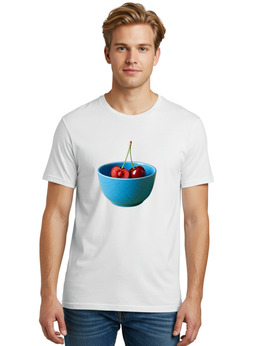 Cherries-Bowl-1 Men'S Graphic Tee, 100% Cotton, Comfortable Casual Summer Wear, Machine Washable, Vintage Camera, Old Camera, Antique Camera, Black Camera, Classic Photography, Photography Equipment, Nostalgic Device, Film Camera, Camera Art Bai659