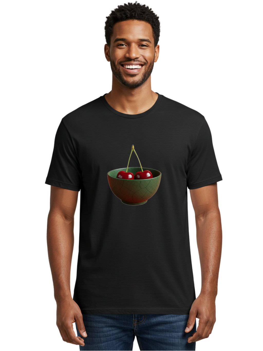 Cherries-Bowl Men'S Graphic Tee, 100% Cotton, Comfortable Casual Summer Wear, Machine Washable, Vintage Camera, Old Camera, Antique Camera, Black Camera, Classic Photography, Photography Equipment, Nostalgic Device, Film Camera, Camera Art Bai661