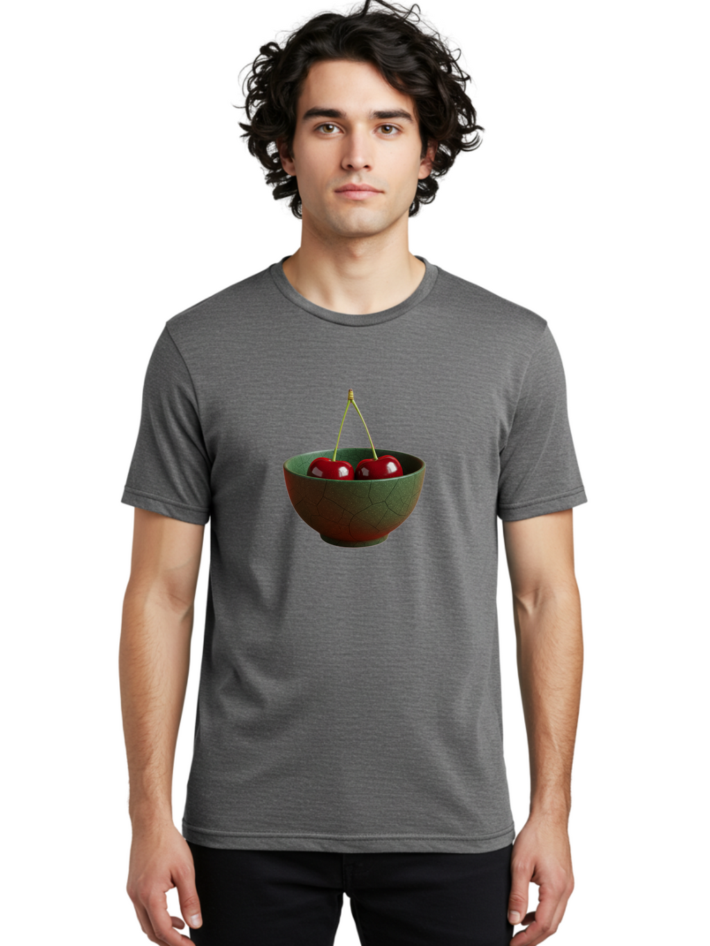 Cherries-Bowl Men'S Graphic Tee, 100% Cotton, Comfortable Casual Summer Wear, Machine Washable, Vintage Camera, Old Camera, Antique Camera, Black Camera, Classic Photography, Photography Equipment, Nostalgic Device, Film Camera, Camera Art Bai661