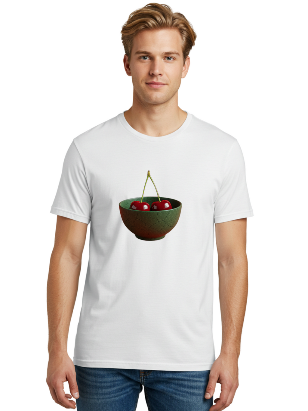 Cherries-Bowl Men'S Graphic Tee, 100% Cotton, Comfortable Casual Summer Wear, Machine Washable, Vintage Camera, Old Camera, Antique Camera, Black Camera, Classic Photography, Photography Equipment, Nostalgic Device, Film Camera, Camera Art Bai661
