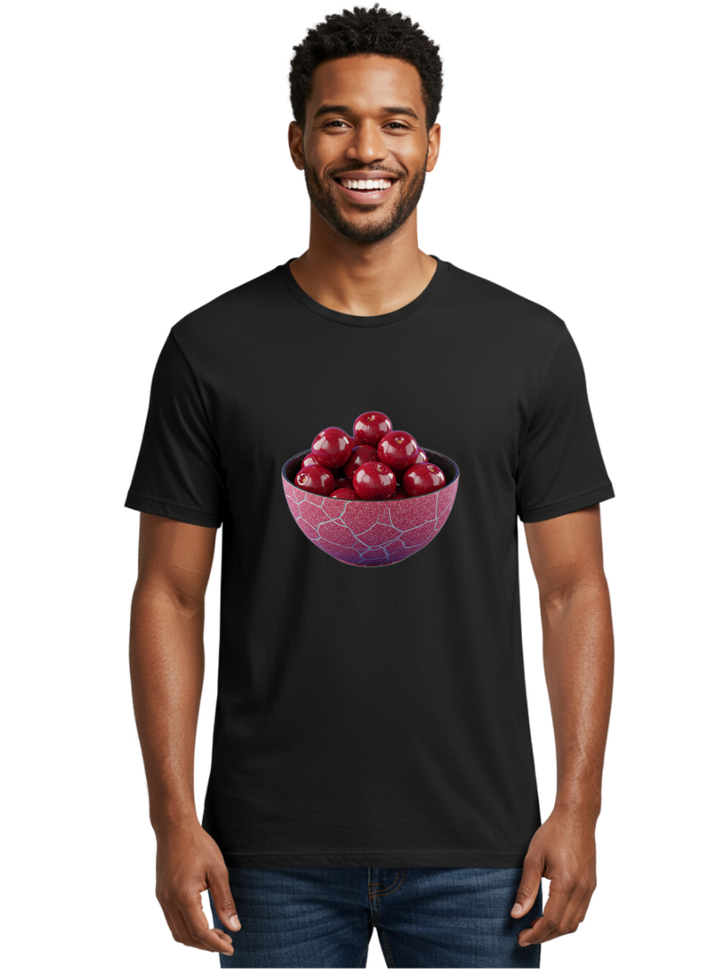 Cherries-In-A-Bowl-1 Men'S Graphic Tee, 100% Cotton, Comfortable Casual Summer Wear, Machine Washable, Vintage Camera, Old Camera, Antique Camera, Black Camera, Classic Photography, Photography Equipment, Nostalgic Device, Film Camera, Bai663