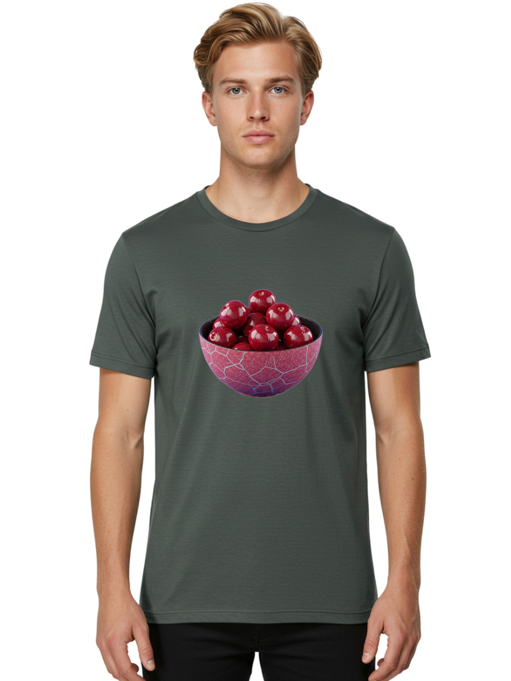 Cherries-In-A-Bowl-1 Men'S Graphic Tee, 100% Cotton, Comfortable Casual Summer Wear, Machine Washable, Vintage Camera, Old Camera, Antique Camera, Black Camera, Classic Photography, Photography Equipment, Nostalgic Device, Film Camera, Bai663