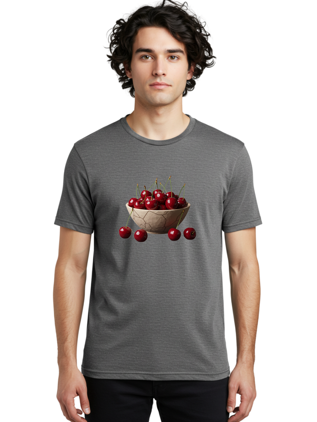 Cherries-In-A-Bowl-2 Men'S Graphic Tee, 100% Cotton, Comfortable Casual Summer Wear, Machine Washable, Vintage Camera, Old Camera, Antique Camera, Black Camera, Classic Photography, Photography Equipment, Nostalgic Device, Film Camera, Bai664
