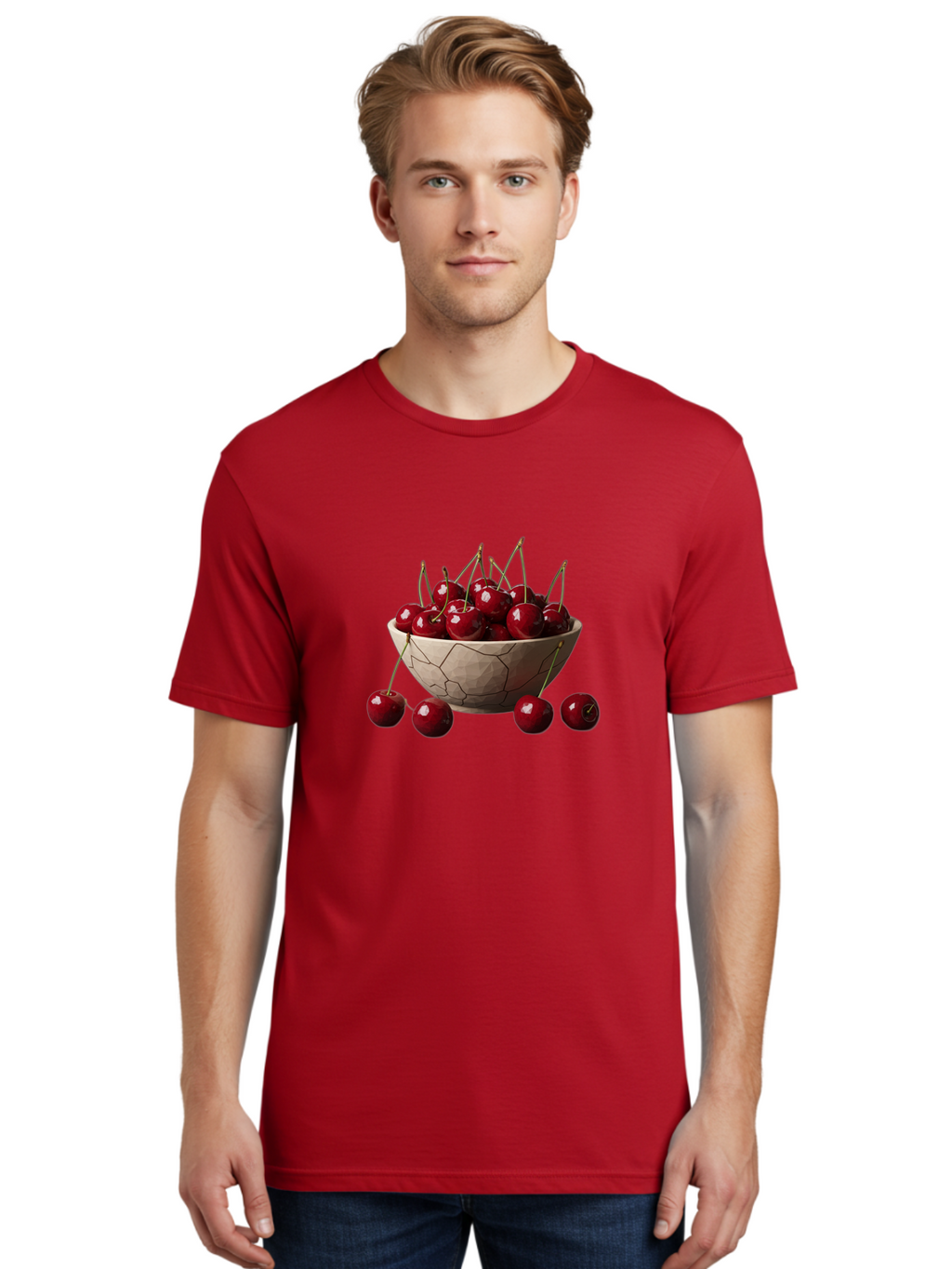 Cherries-In-A-Bowl-2 Men'S Graphic Tee, 100% Cotton, Comfortable Casual Summer Wear, Machine Washable, Vintage Camera, Old Camera, Antique Camera, Black Camera, Classic Photography, Photography Equipment, Nostalgic Device, Film Camera, Bai664