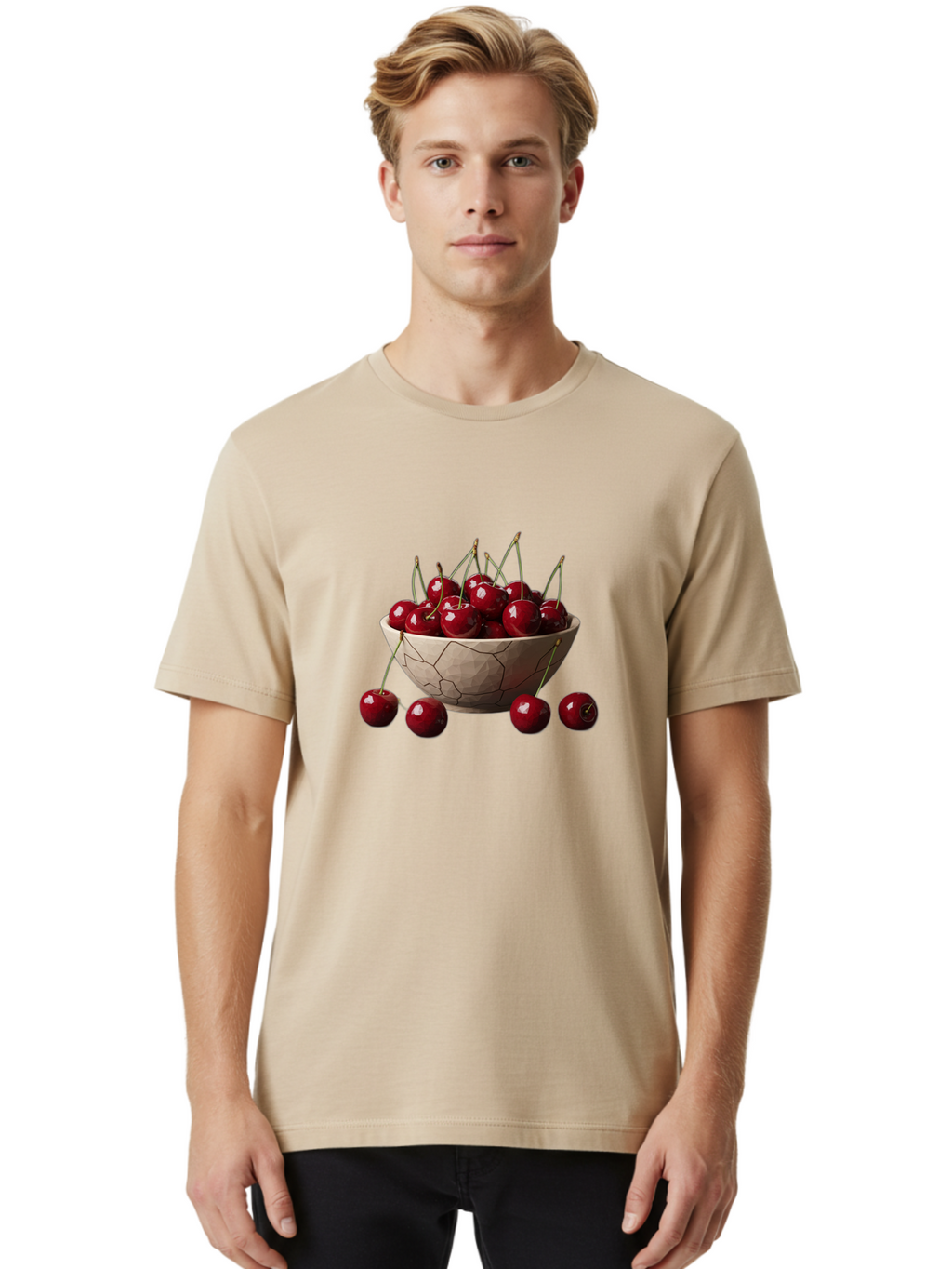 Cherries-In-A-Bowl-2 Men'S Graphic Tee, 100% Cotton, Comfortable Casual Summer Wear, Machine Washable, Vintage Camera, Old Camera, Antique Camera, Black Camera, Classic Photography, Photography Equipment, Nostalgic Device, Film Camera, Bai664