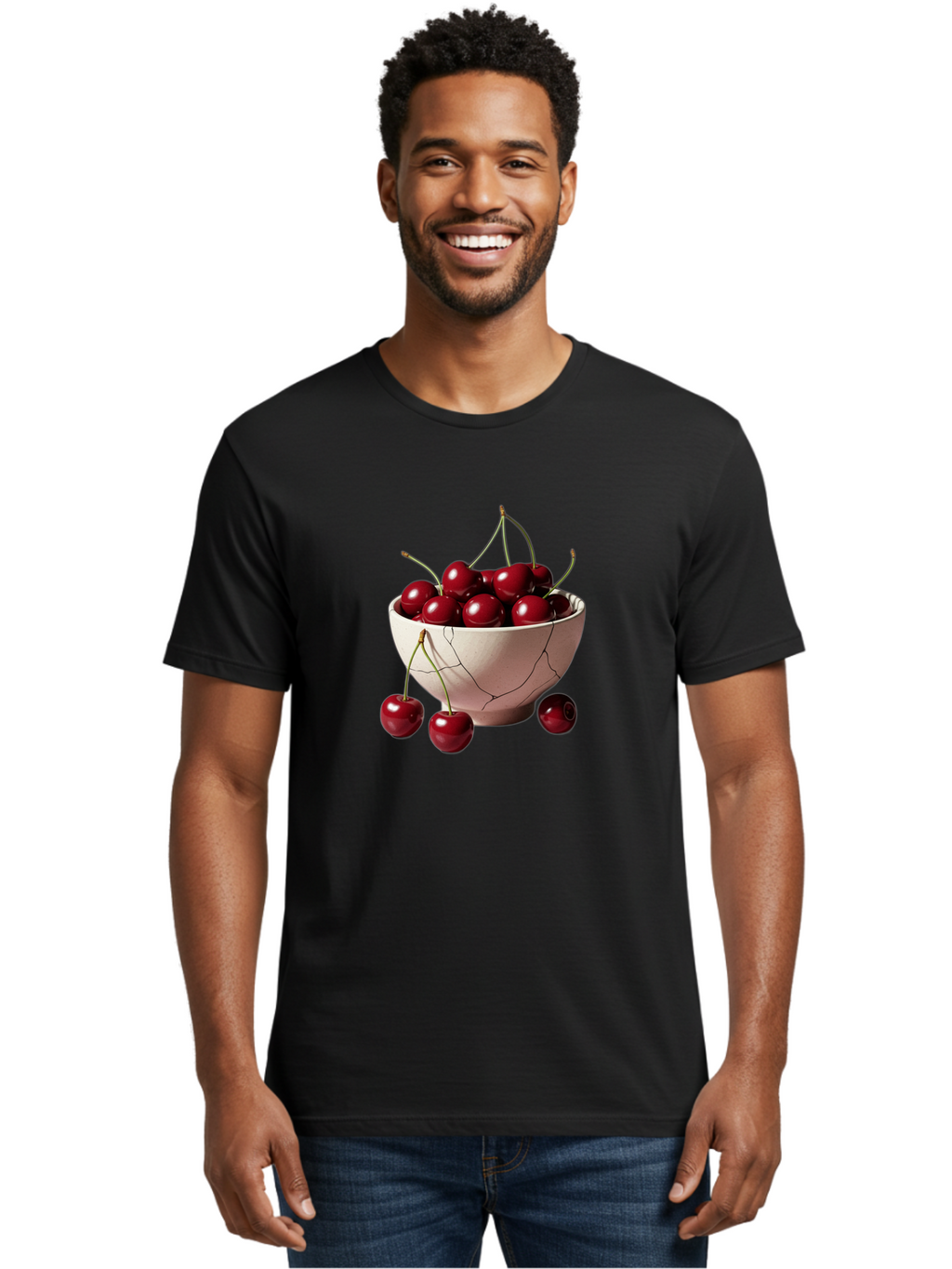 Cherries-In-A-Broken-White-Bowl Men'S Graphic Tee, 100% Cotton, Comfortable Casual Summer Wear, Machine Washable, Vintage Camera, Old Camera, Antique Camera, Black Camera, Classic Photography, Photography Equipment, Nostalgic Device, Bai668