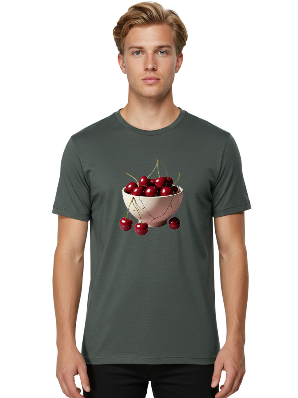 Cherries-In-A-Broken-White-Bowl Men'S Graphic Tee, 100% Cotton, Comfortable Casual Summer Wear, Machine Washable, Vintage Camera, Old Camera, Antique Camera, Black Camera, Classic Photography, Photography Equipment, Nostalgic Device, Bai668