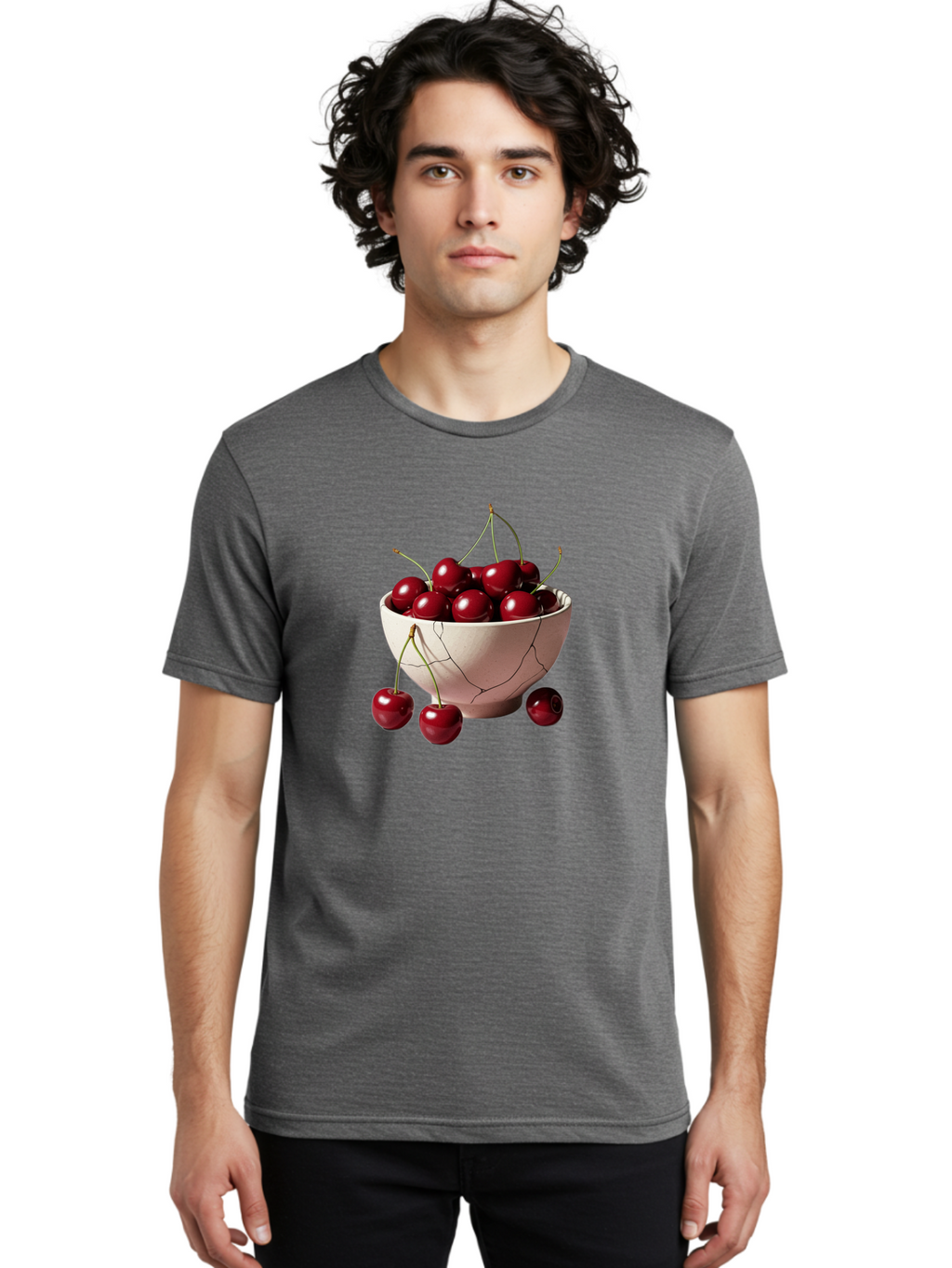 Cherries-In-A-Broken-White-Bowl Men'S Graphic Tee, 100% Cotton, Comfortable Casual Summer Wear, Machine Washable, Vintage Camera, Old Camera, Antique Camera, Black Camera, Classic Photography, Photography Equipment, Nostalgic Device, Bai668