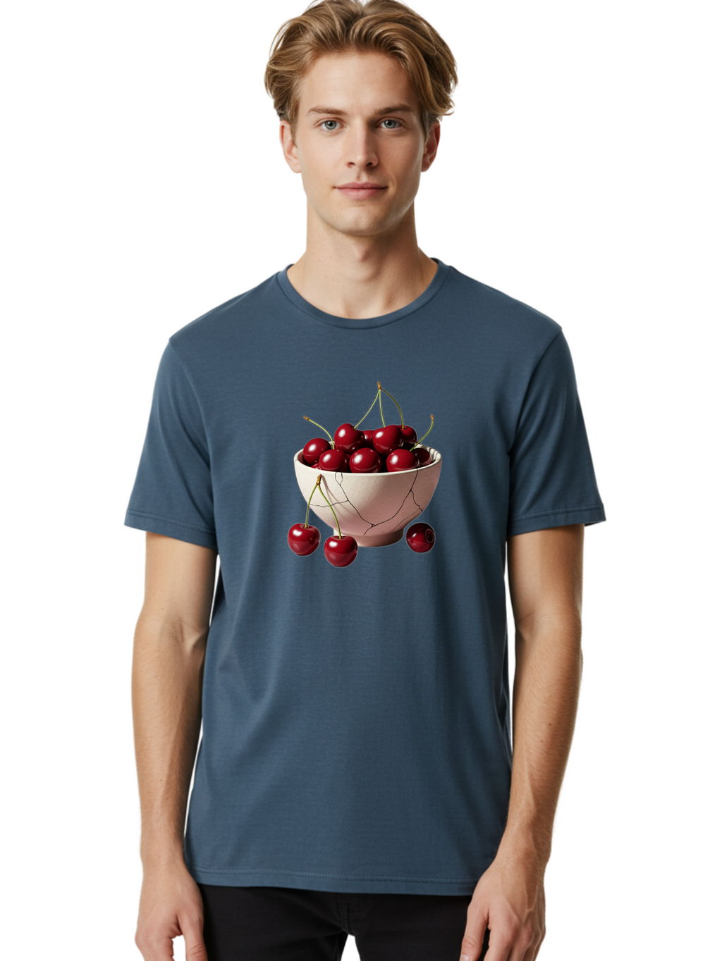 Cherries-In-A-Broken-White-Bowl Men'S Graphic Tee, 100% Cotton, Comfortable Casual Summer Wear, Machine Washable, Vintage Camera, Old Camera, Antique Camera, Black Camera, Classic Photography, Photography Equipment, Nostalgic Device, Bai668