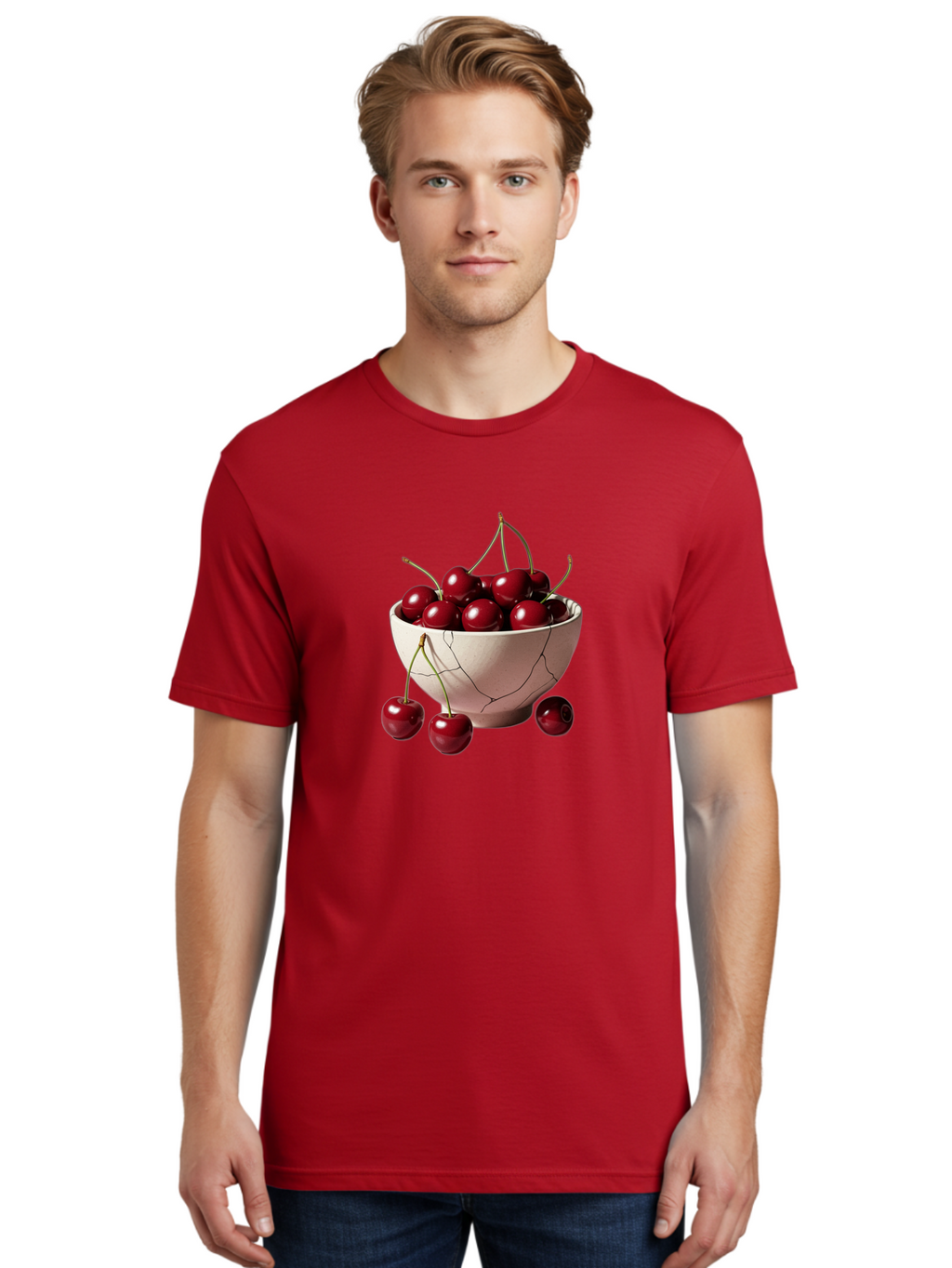 Cherries-In-A-Broken-White-Bowl Men'S Graphic Tee, 100% Cotton, Comfortable Casual Summer Wear, Machine Washable, Vintage Camera, Old Camera, Antique Camera, Black Camera, Classic Photography, Photography Equipment, Nostalgic Device, Bai668