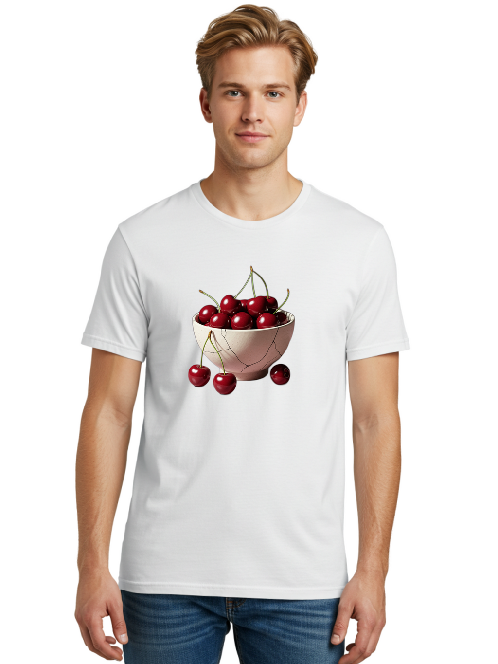 Cherries-In-A-Broken-White-Bowl Men'S Graphic Tee, 100% Cotton, Comfortable Casual Summer Wear, Machine Washable, Vintage Camera, Old Camera, Antique Camera, Black Camera, Classic Photography, Photography Equipment, Nostalgic Device, Bai668