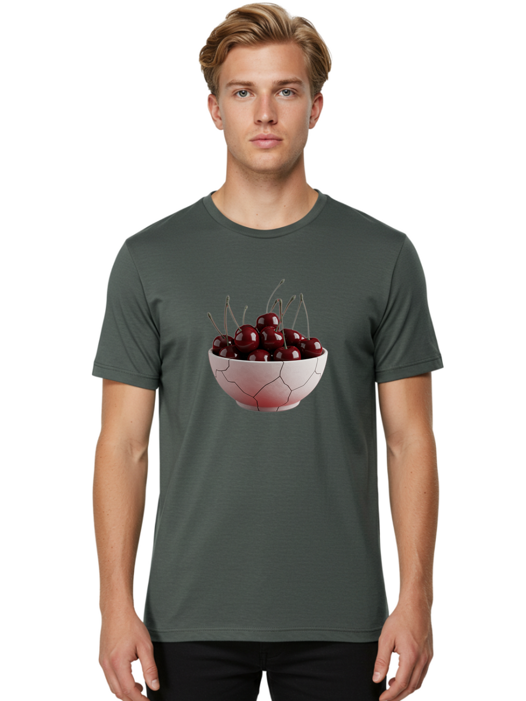 Cherries-In-A-Cracked-Bowl Men'S Graphic Tee, 100% Cotton, Comfortable Casual Summer Wear, Machine Washable, Vintage Camera, Old Camera, Antique Camera, Black Camera, Classic Photography, Photography Equipment, Nostalgic Device, Film Camera, Bai670