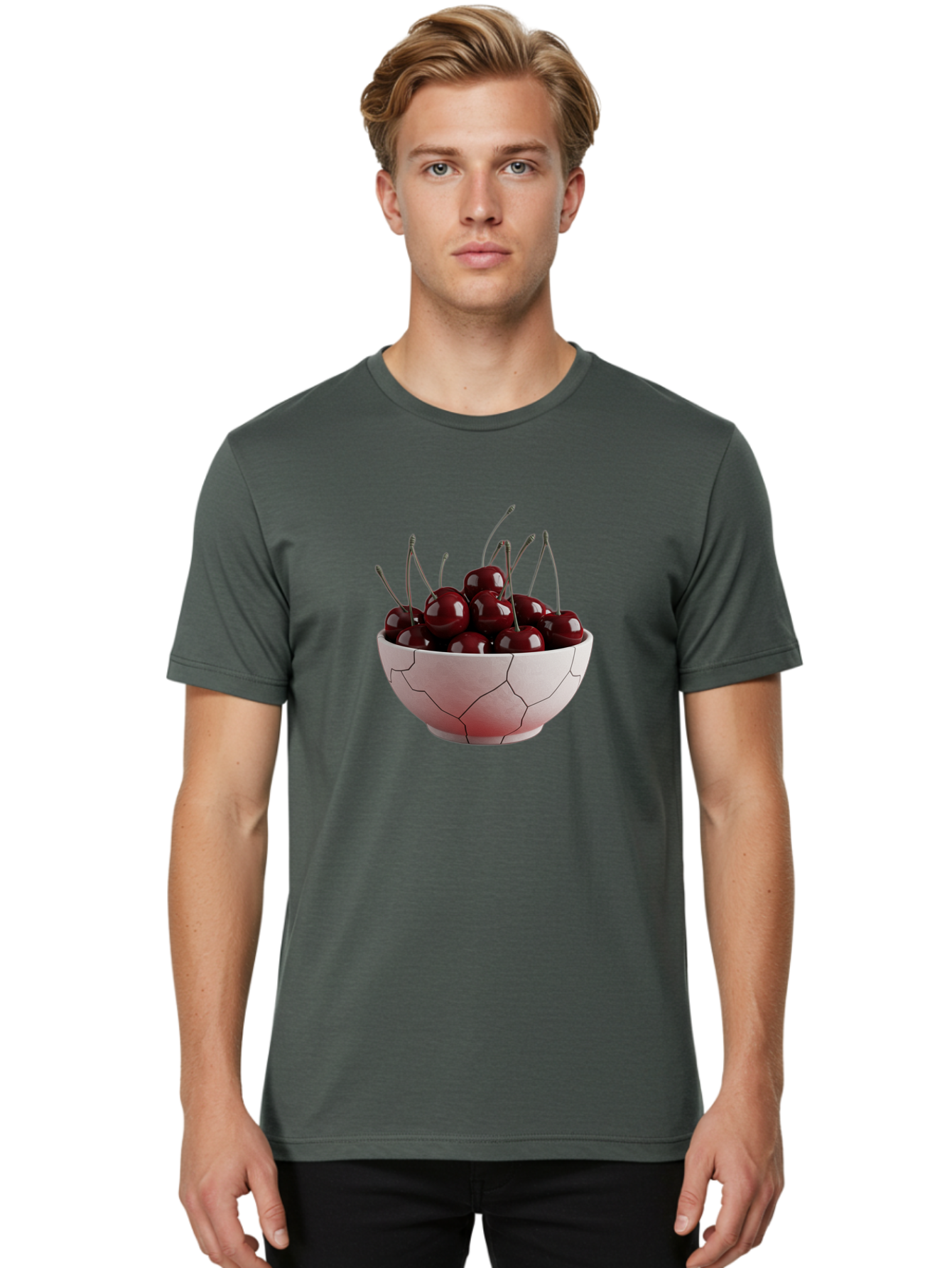 Cherries-In-A-Cracked-Bowl Men'S Graphic Tee, 100% Cotton, Comfortable Casual Summer Wear, Machine Washable, Vintage Camera, Old Camera, Antique Camera, Black Camera, Classic Photography, Photography Equipment, Nostalgic Device, Film Camera, Bai670