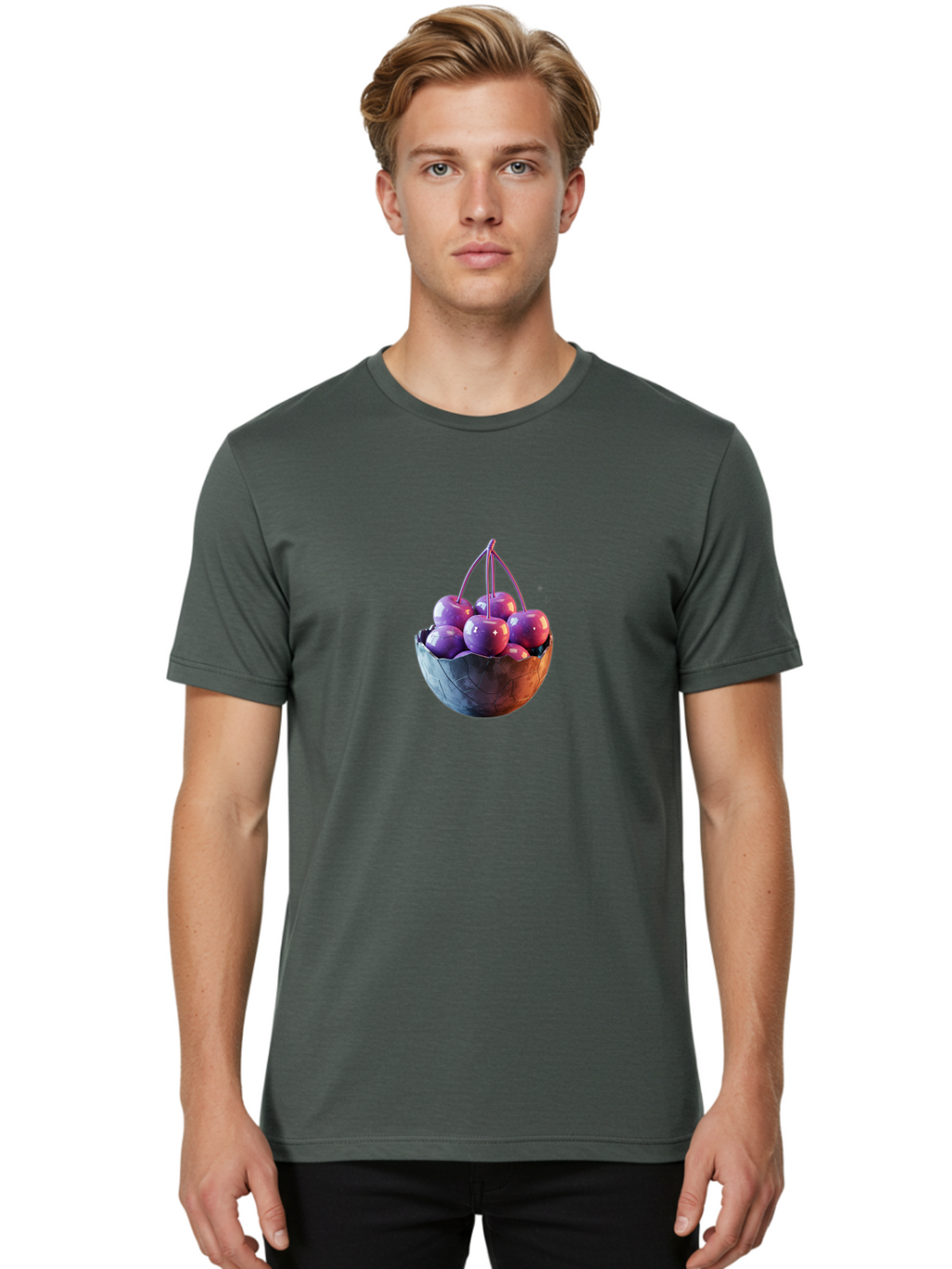 Cherries-In-Basket-1 Men'S Graphic Tee, 100% Cotton, Comfortable Casual Summer Wear, Machine Washable, Vintage Camera, Old Camera, Antique Camera, Black Camera, Classic Photography, Photography Equipment, Nostalgic Device, Film Camera, Bai671