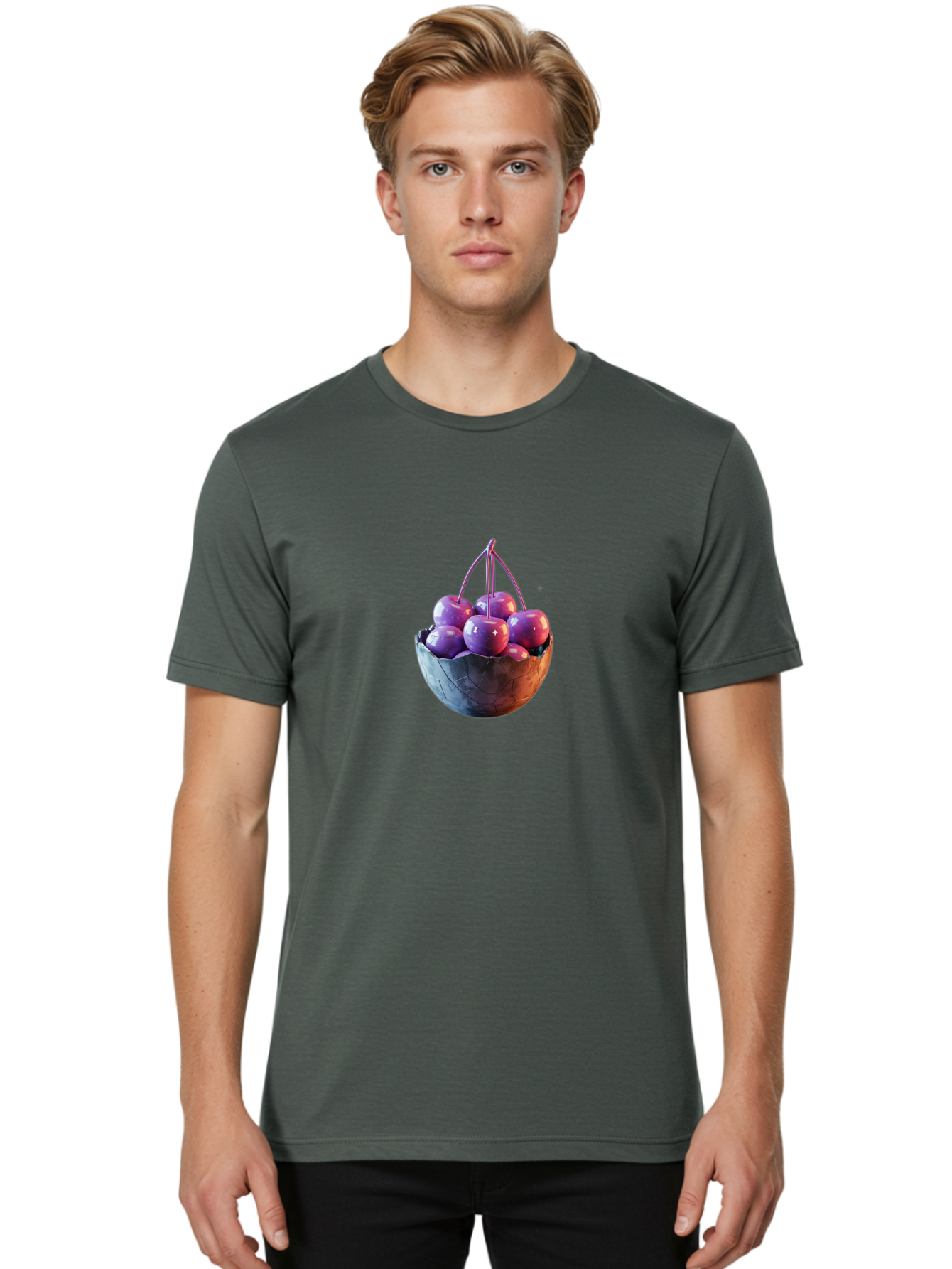 Cherries-In-Basket-1 Men'S Graphic Tee, 100% Cotton, Comfortable Casual Summer Wear, Machine Washable, Vintage Camera, Old Camera, Antique Camera, Black Camera, Classic Photography, Photography Equipment, Nostalgic Device, Film Camera, Bai671