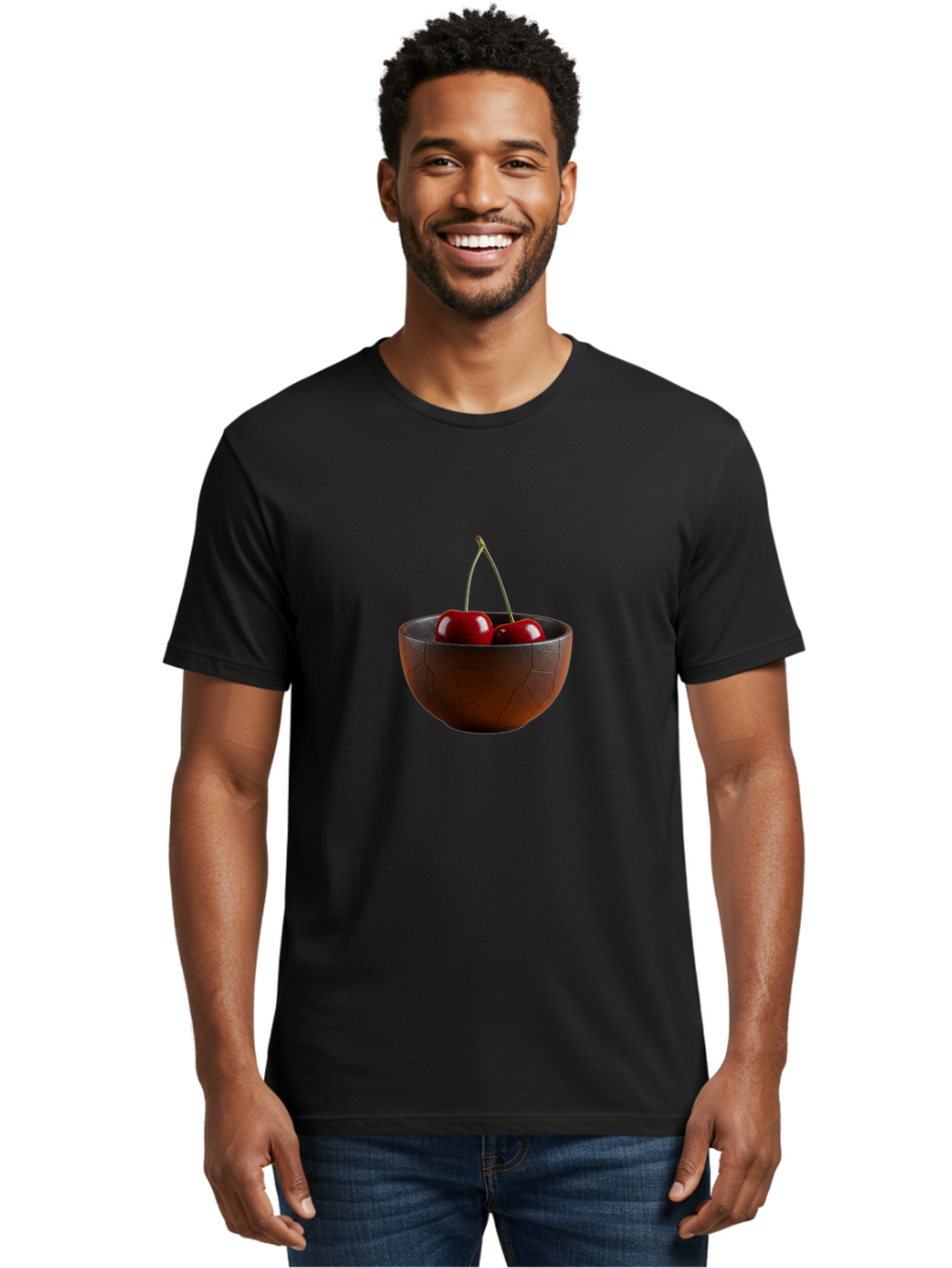 Cherries-In-Bowl-1 Men'S Graphic Tee, 100% Cotton, Comfortable Casual Summer Wear, Machine Washable, Vintage Camera, Old Camera, Antique Camera, Black Camera, Classic Photography, Photography Equipment, Nostalgic Device, Film Camera, Bai673