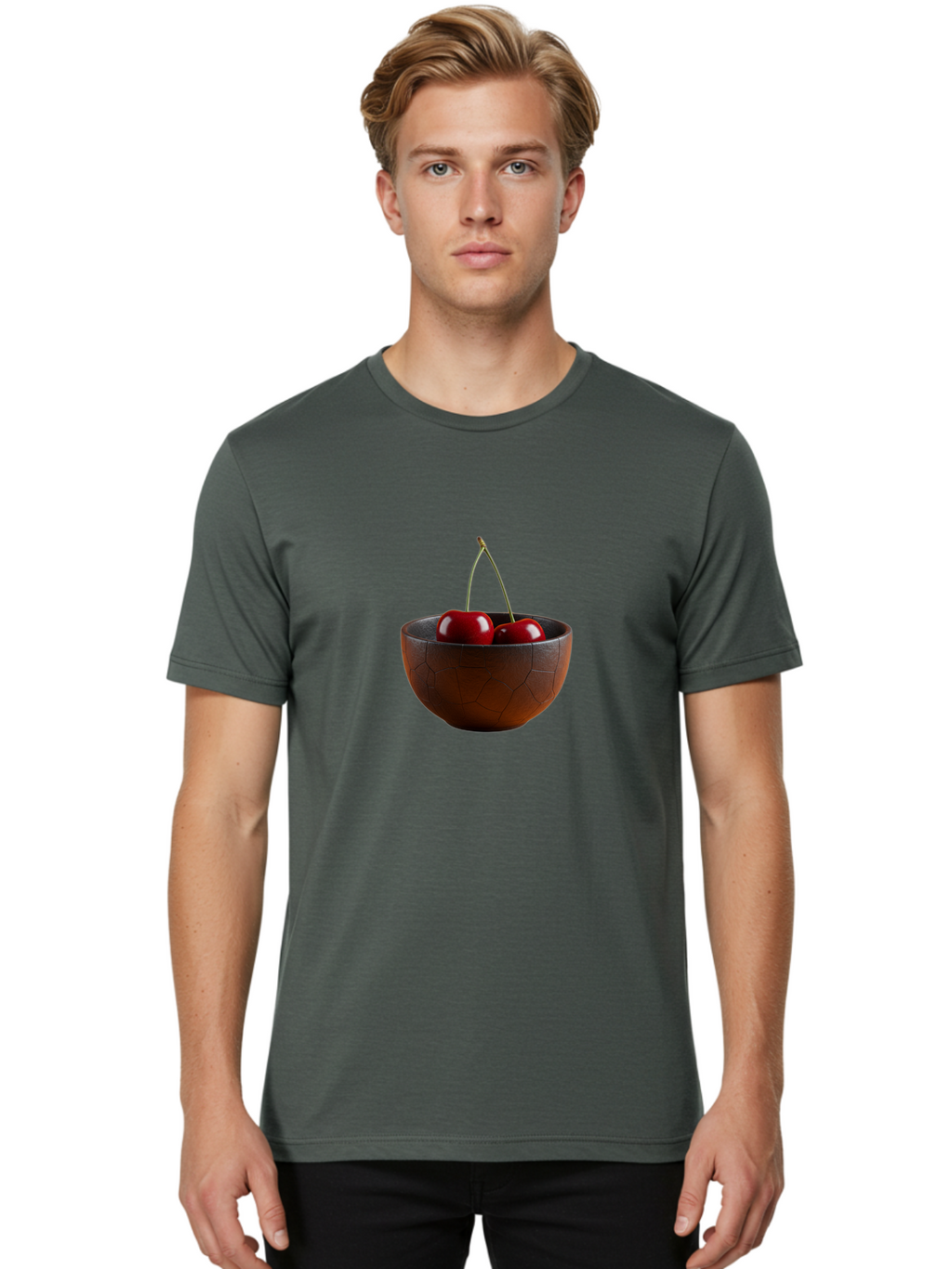 Cherries-In-Bowl-1 Men'S Graphic Tee, 100% Cotton, Comfortable Casual Summer Wear, Machine Washable, Vintage Camera, Old Camera, Antique Camera, Black Camera, Classic Photography, Photography Equipment, Nostalgic Device, Film Camera, Bai673