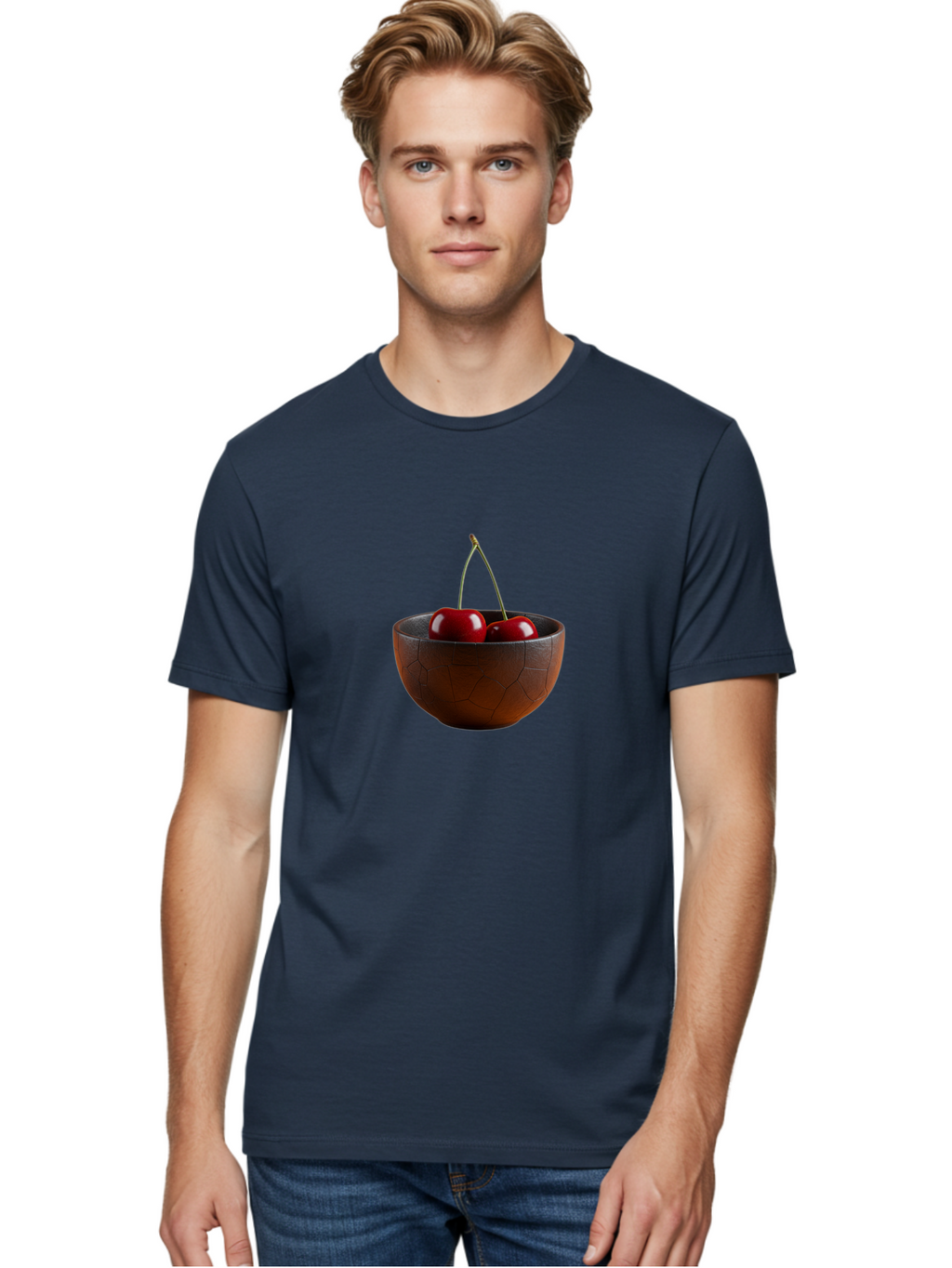 Cherries-In-Bowl-1 Men'S Graphic Tee, 100% Cotton, Comfortable Casual Summer Wear, Machine Washable, Vintage Camera, Old Camera, Antique Camera, Black Camera, Classic Photography, Photography Equipment, Nostalgic Device, Film Camera, Bai673