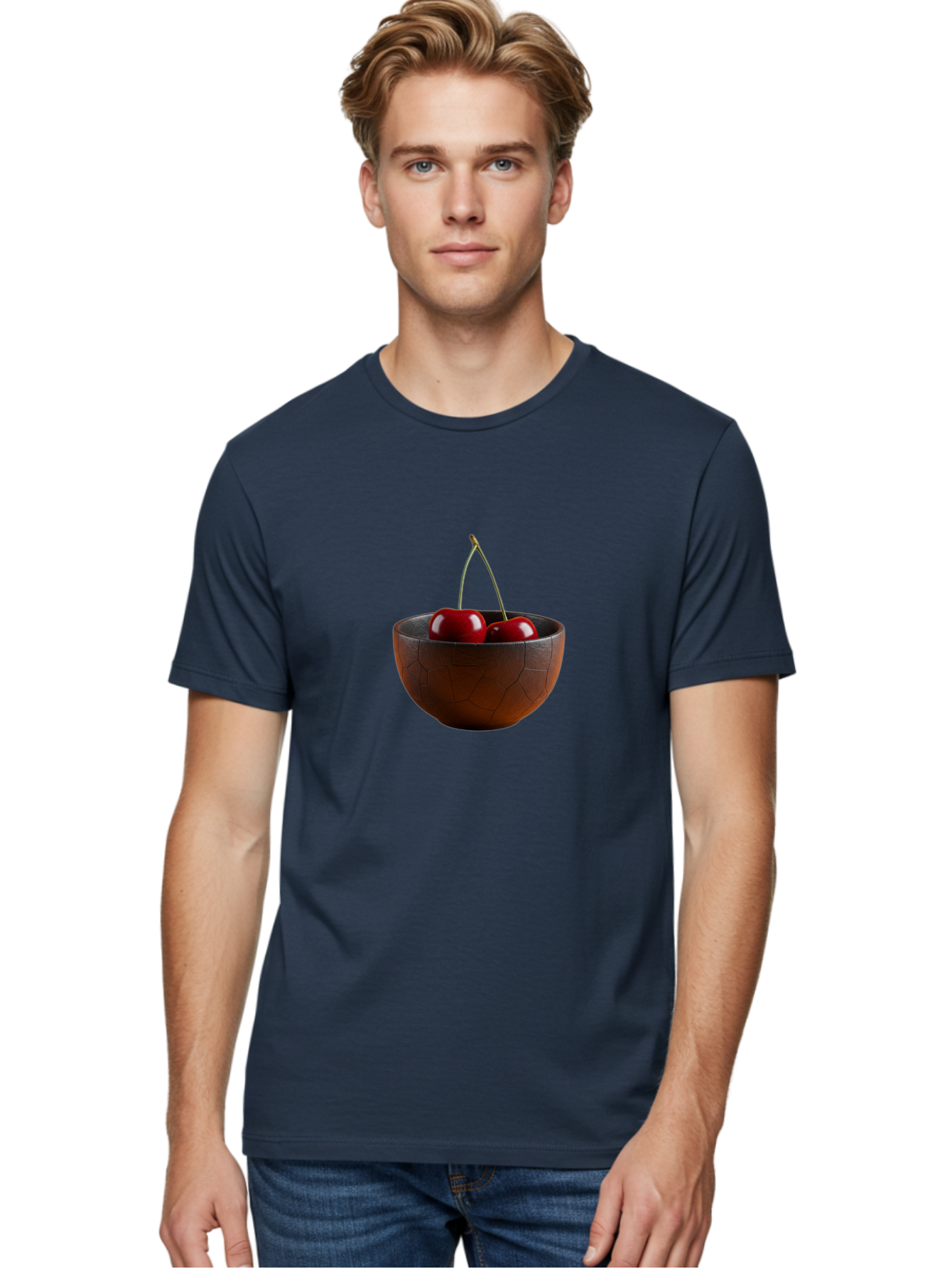 Cherries-In-Bowl-1 Men'S Graphic Tee, 100% Cotton, Comfortable Casual Summer Wear, Machine Washable, Vintage Camera, Old Camera, Antique Camera, Black Camera, Classic Photography, Photography Equipment, Nostalgic Device, Film Camera, Bai673