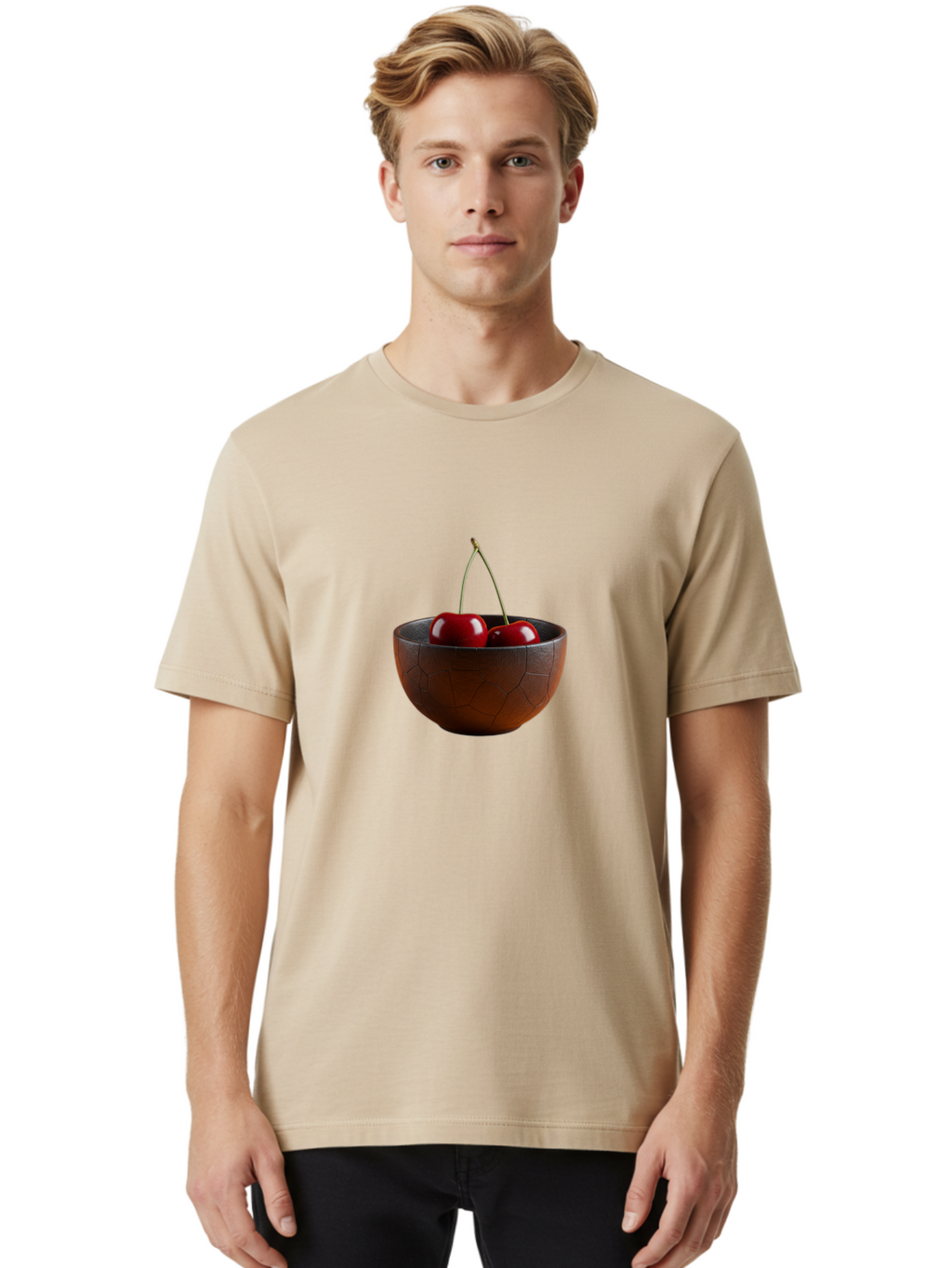 Cherries-In-Bowl-1 Men'S Graphic Tee, 100% Cotton, Comfortable Casual Summer Wear, Machine Washable, Vintage Camera, Old Camera, Antique Camera, Black Camera, Classic Photography, Photography Equipment, Nostalgic Device, Film Camera, Bai673