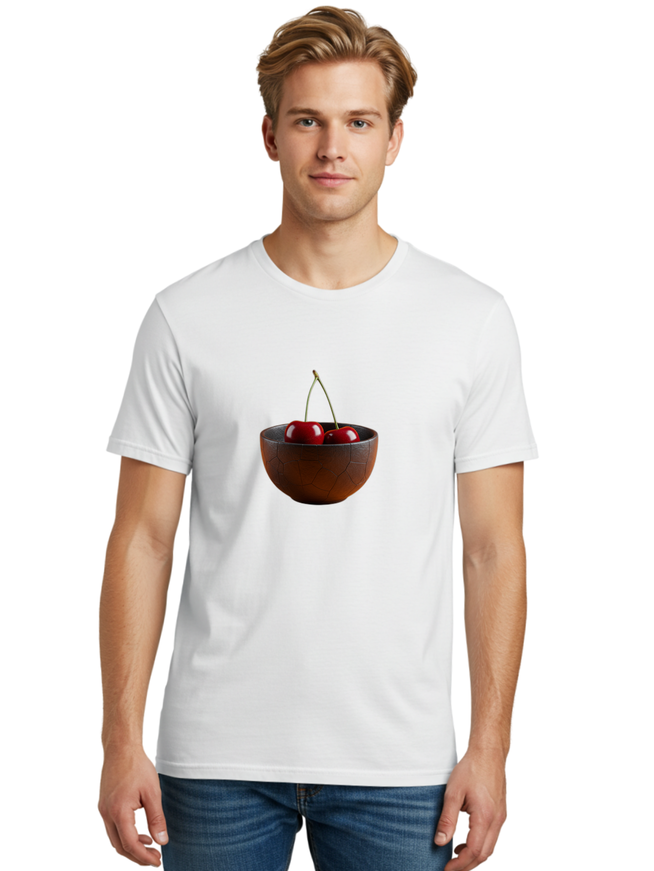 Cherries-In-Bowl-1 Men'S Graphic Tee, 100% Cotton, Comfortable Casual Summer Wear, Machine Washable, Vintage Camera, Old Camera, Antique Camera, Black Camera, Classic Photography, Photography Equipment, Nostalgic Device, Film Camera, Bai673