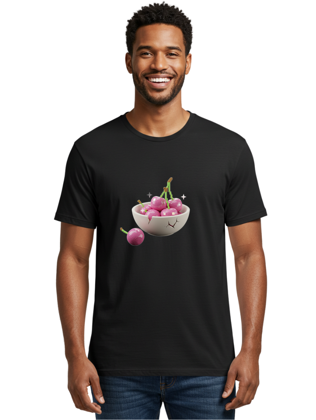 Cherries-In-Bowl-10 Men'S Graphic Tee, 100% Cotton, Comfortable Casual Summer Wear, Machine Washable, Vintage Camera, Old Camera, Antique Camera, Black Camera, Classic Photography, Photography Equipment, Nostalgic Device, Film Camera, Bai674