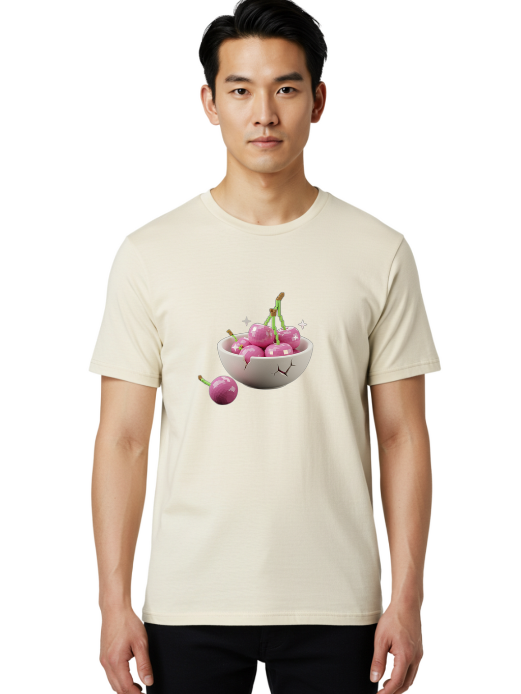 Cherries-In-Bowl-10 Men'S Graphic Tee, 100% Cotton, Comfortable Casual Summer Wear, Machine Washable, Vintage Camera, Old Camera, Antique Camera, Black Camera, Classic Photography, Photography Equipment, Nostalgic Device, Film Camera, Bai674