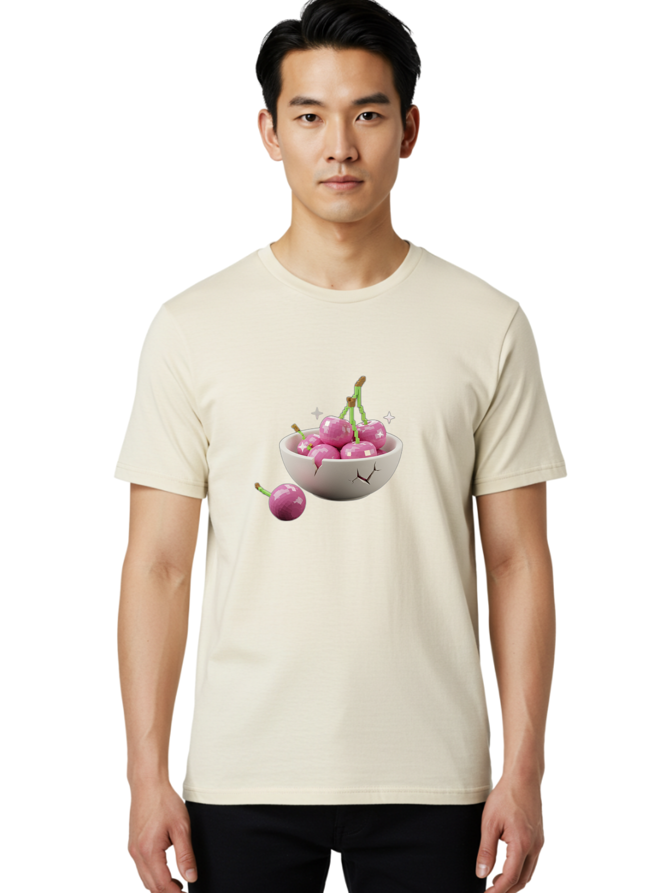 Cherries-In-Bowl-10 Men'S Graphic Tee, 100% Cotton, Comfortable Casual Summer Wear, Machine Washable, Vintage Camera, Old Camera, Antique Camera, Black Camera, Classic Photography, Photography Equipment, Nostalgic Device, Film Camera, Bai674