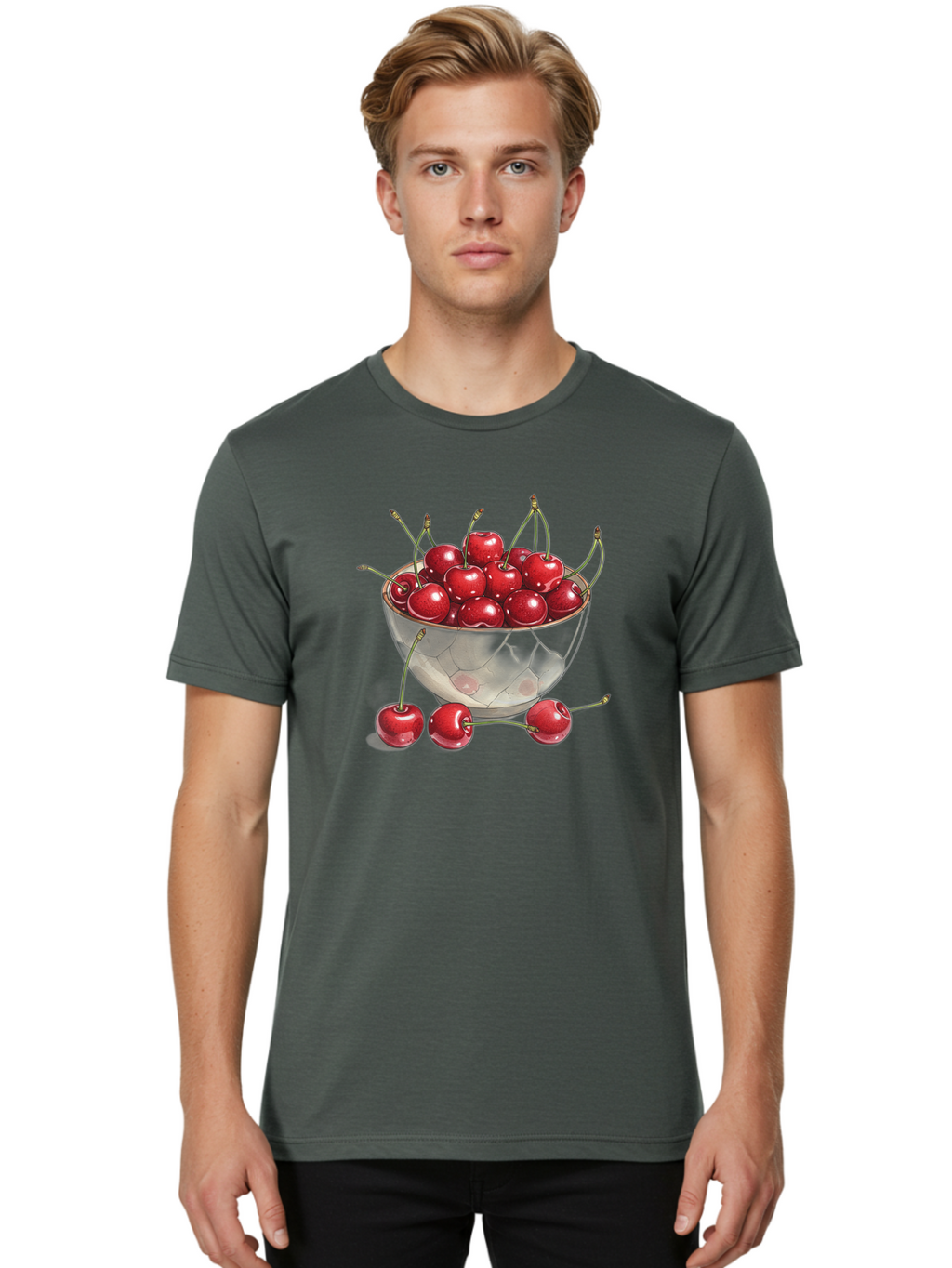 Cherries-In-Bowl-11 Men'S Graphic Tee, 100% Cotton, Comfortable Casual Summer Wear, Machine Washable, Vintage Camera, Old Camera, Antique Camera, Black Camera, Classic Photography, Photography Equipment, Nostalgic Device, Film Camera, Bai675
